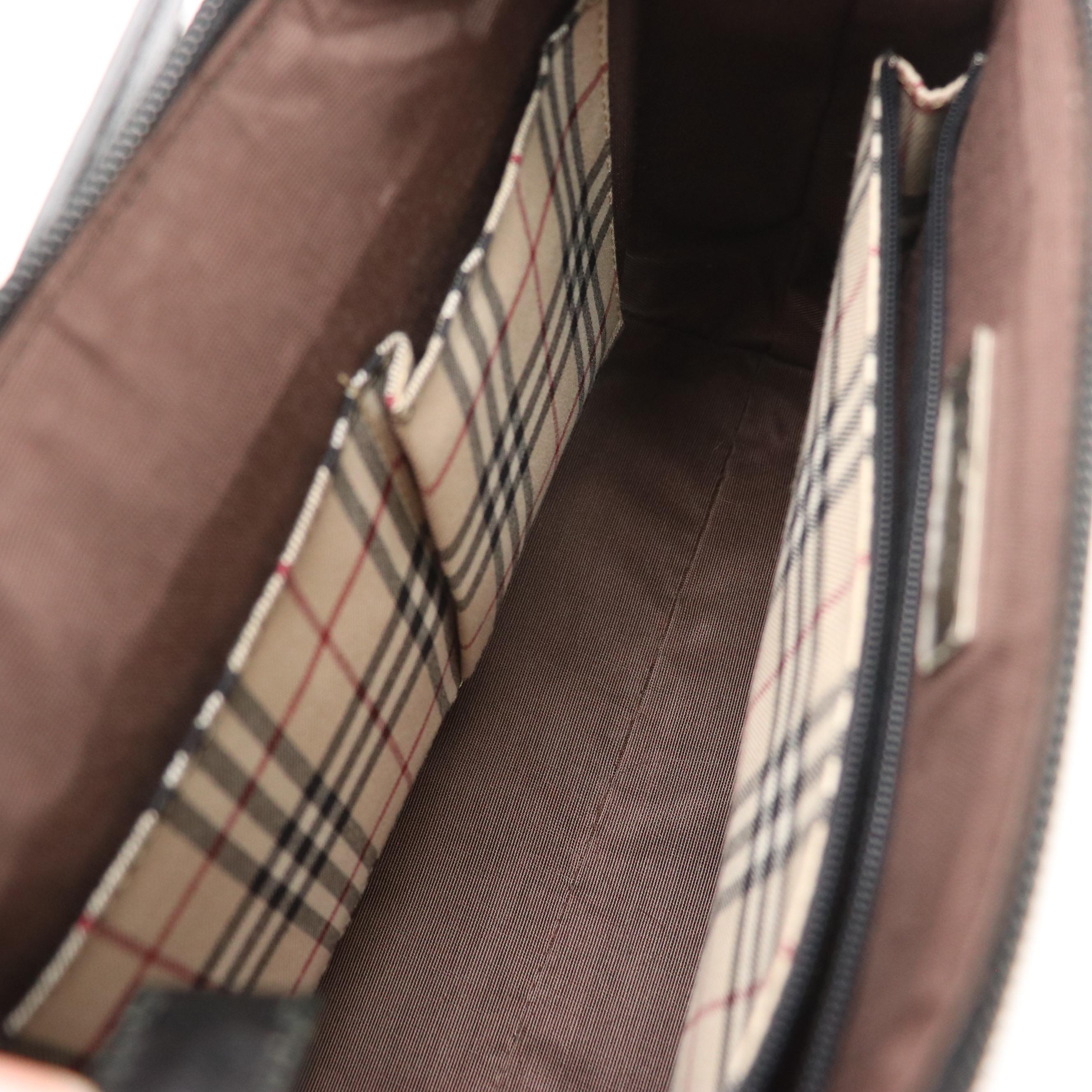 Burberry Side Pocket Shoulder Bag in Black Saffiano Leather