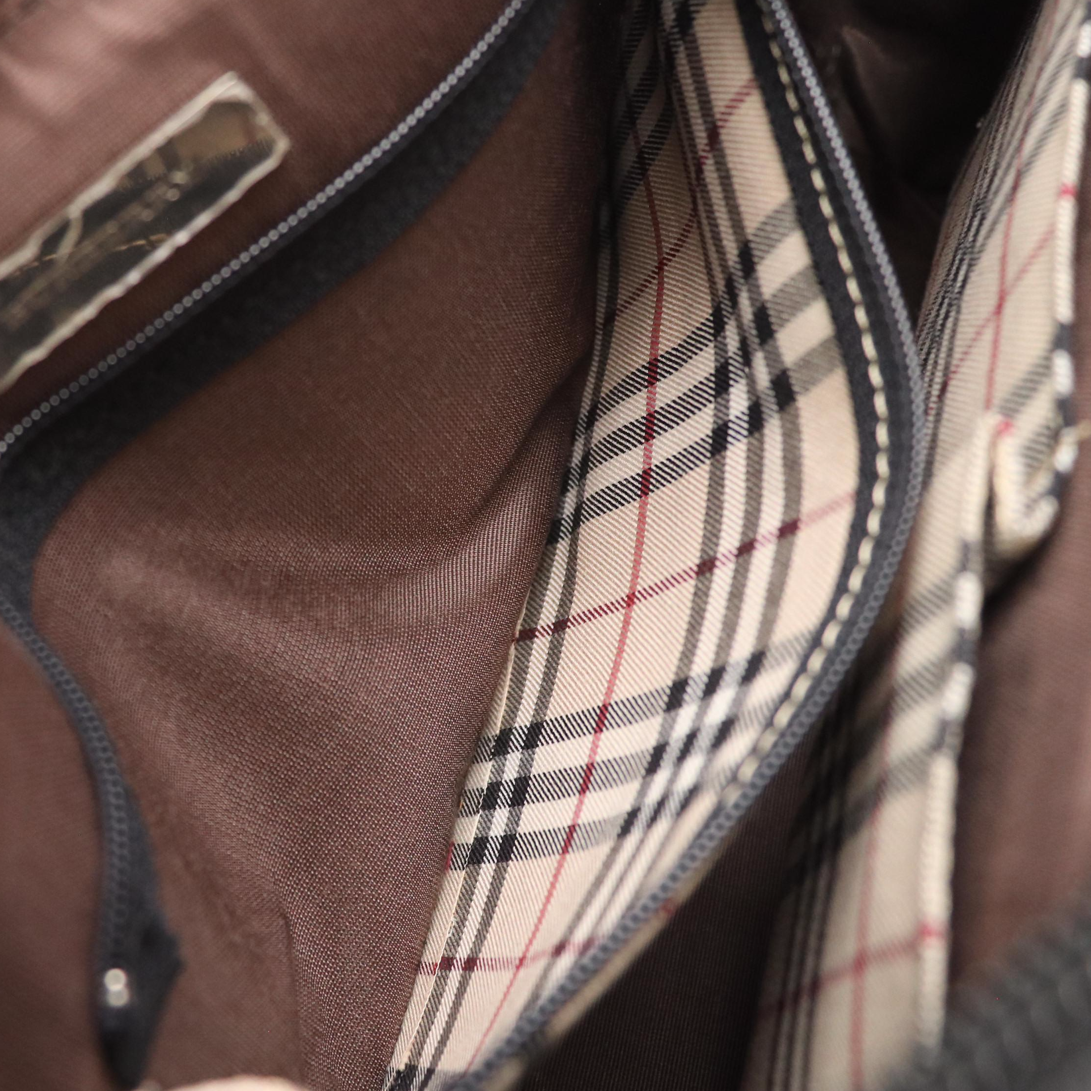 Burberry Side Pocket Shoulder Bag in Black Saffiano Leather