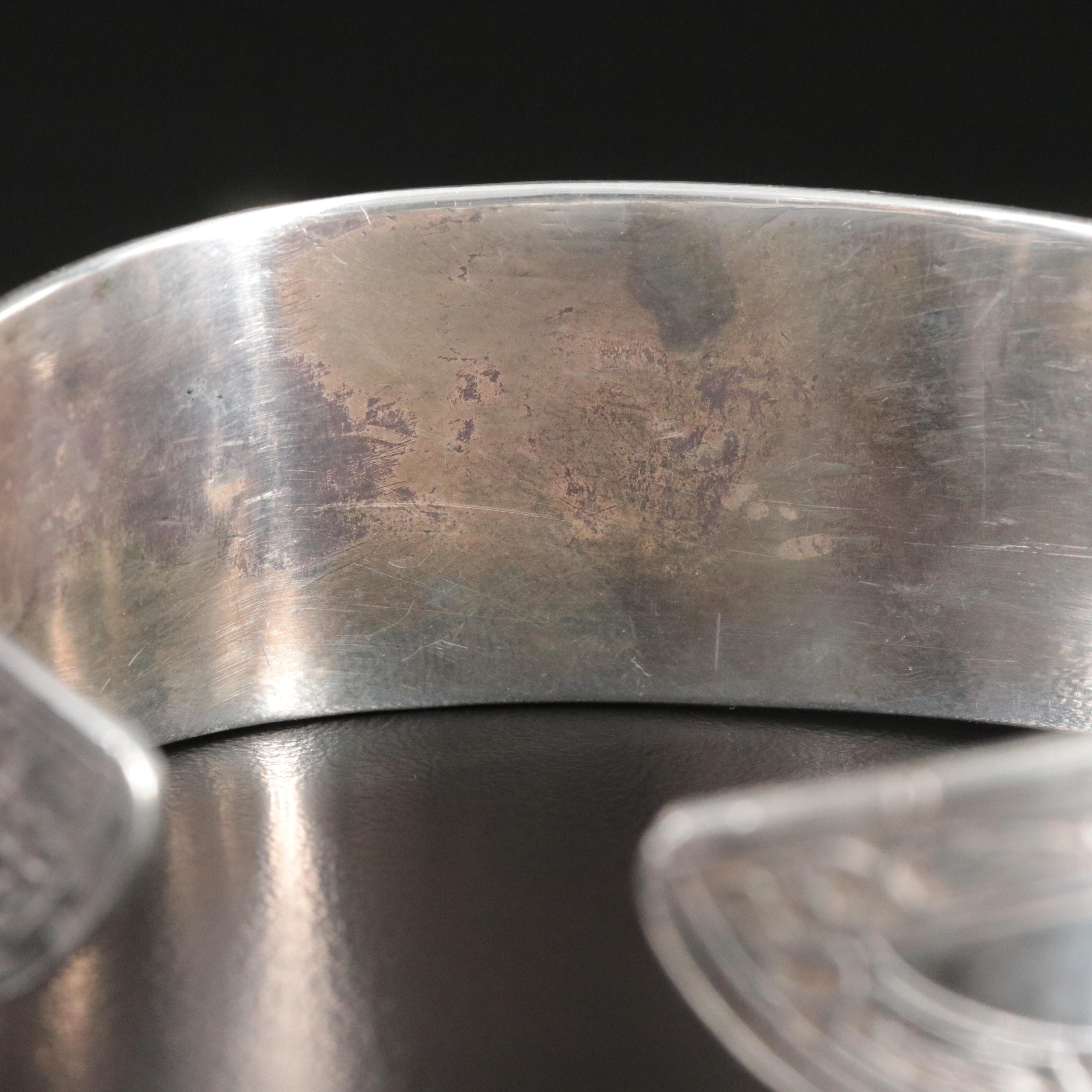 Sterling Turquoise Tapered Floral Cuff