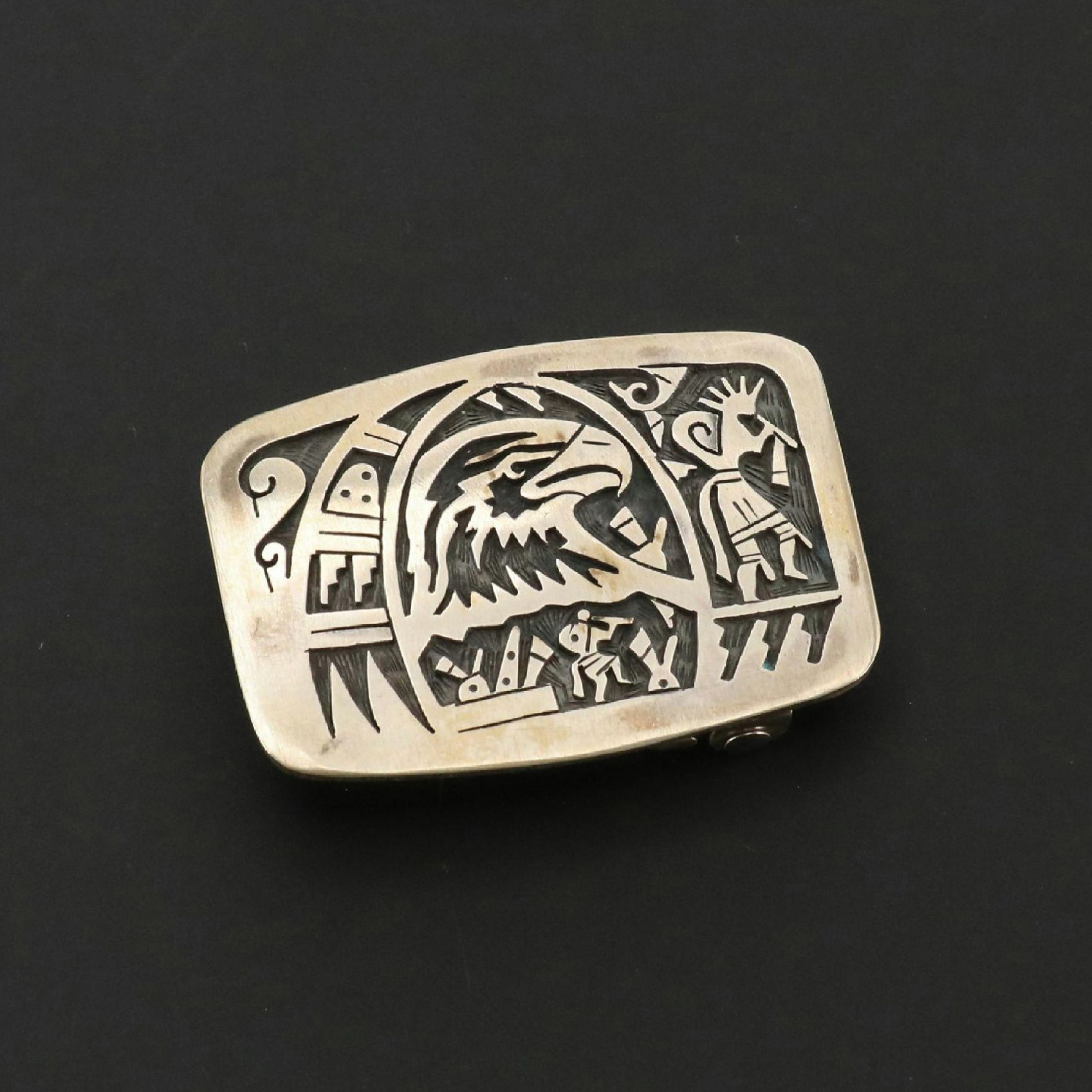 Daren Silas Hopi Sterling Overlay Belt Buckle