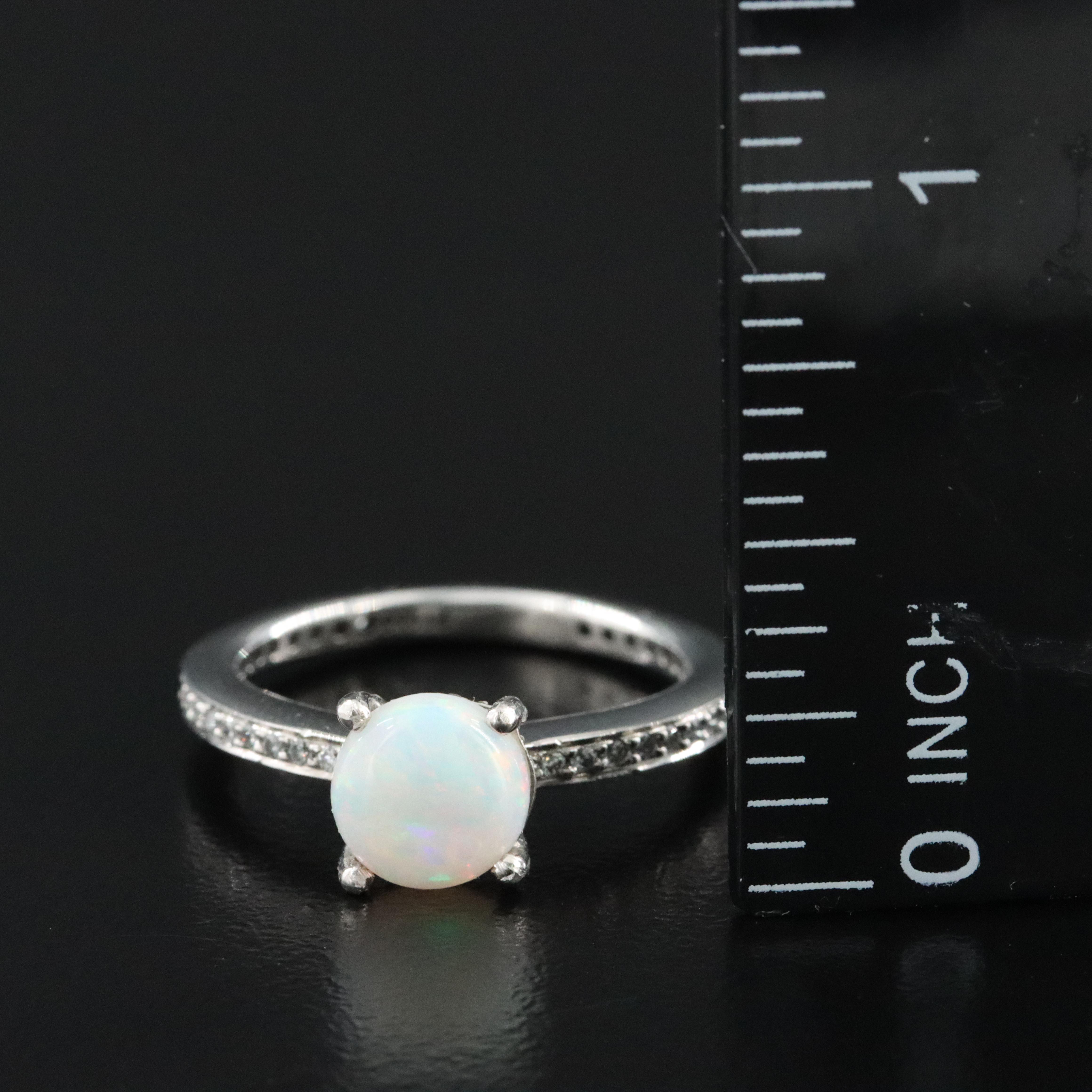 Platinum Opal and Diamond Ring