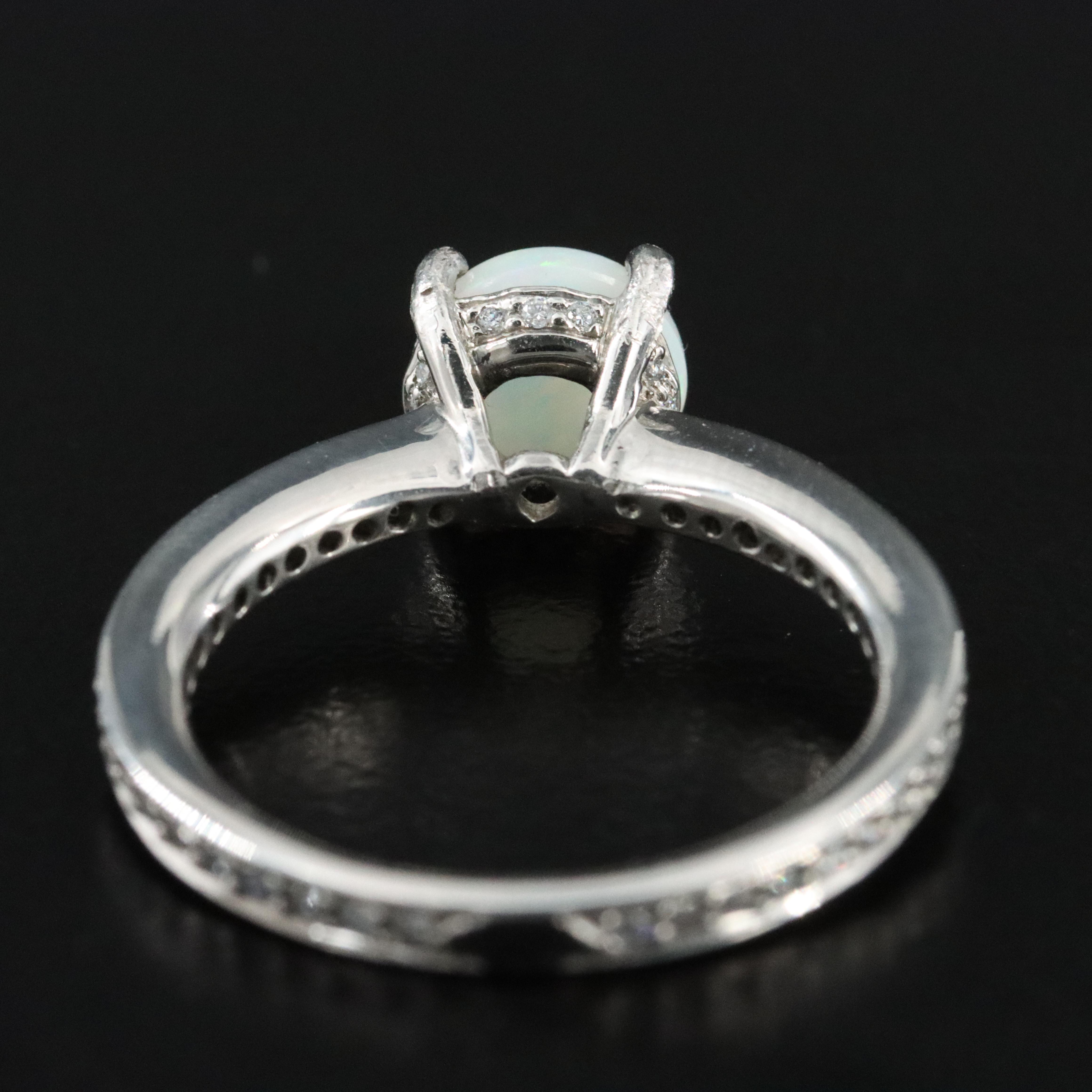 Platinum Opal and Diamond Ring