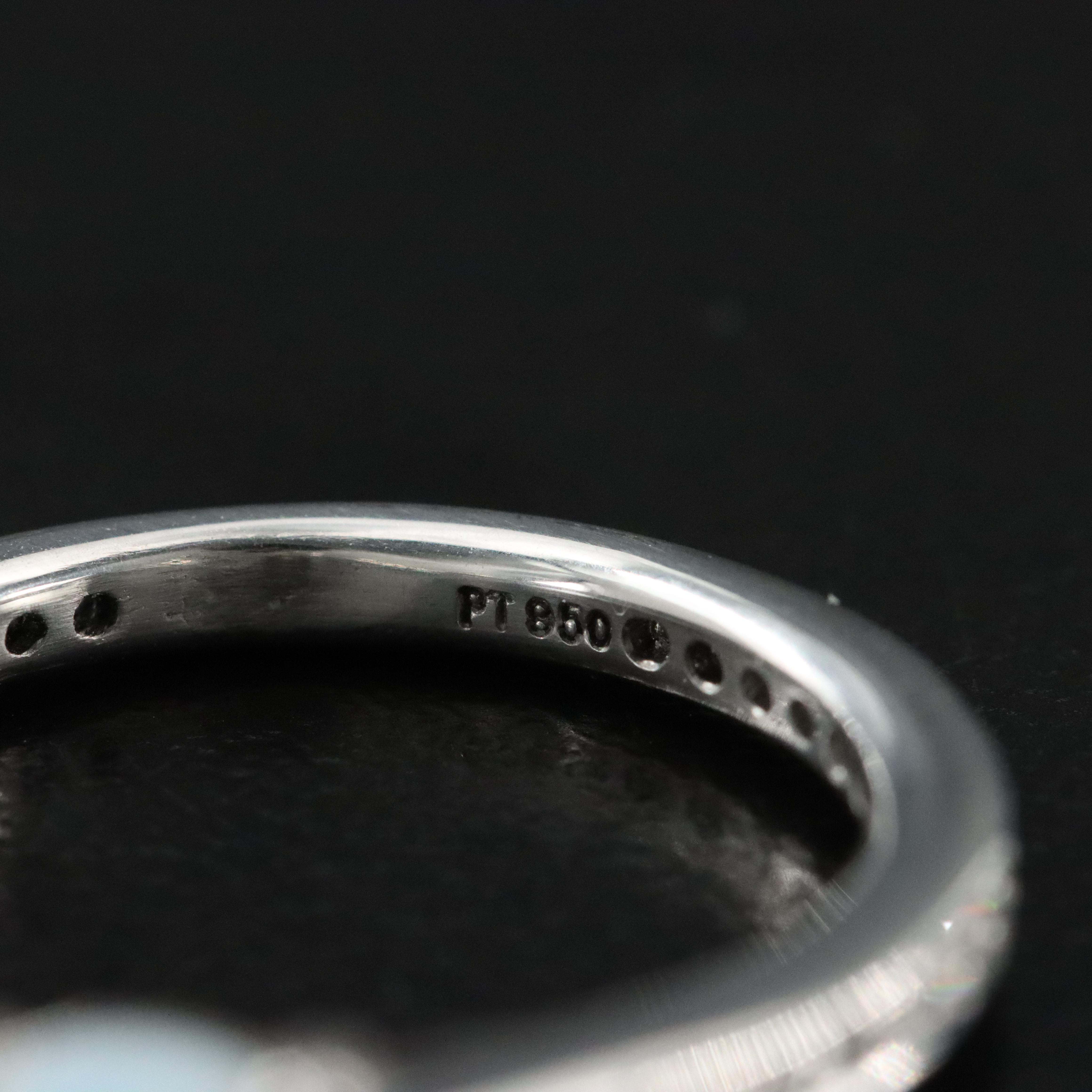 Platinum Opal and Diamond Ring