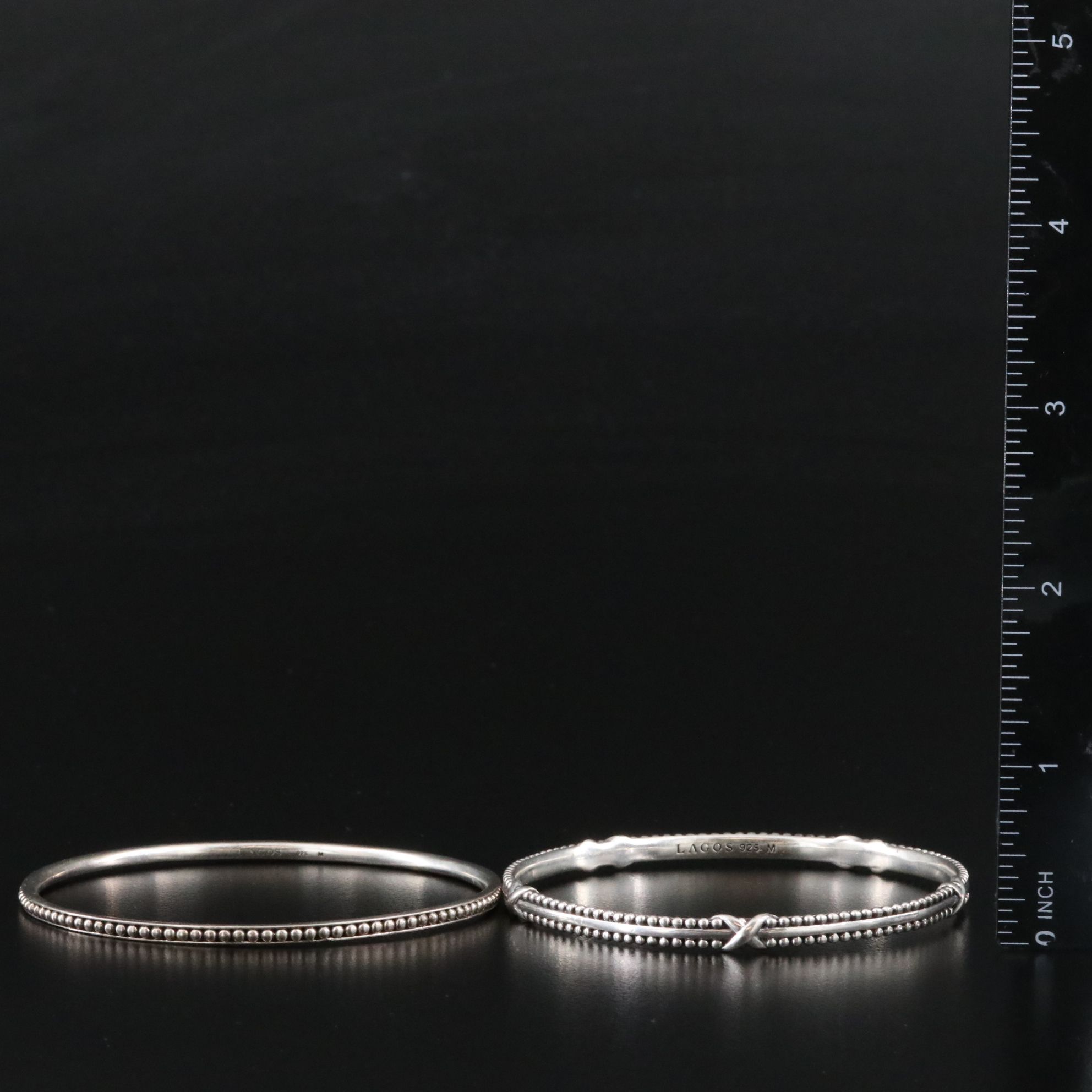 Lagos Signature Caviar Sterling Beaded Bangle Bracelets