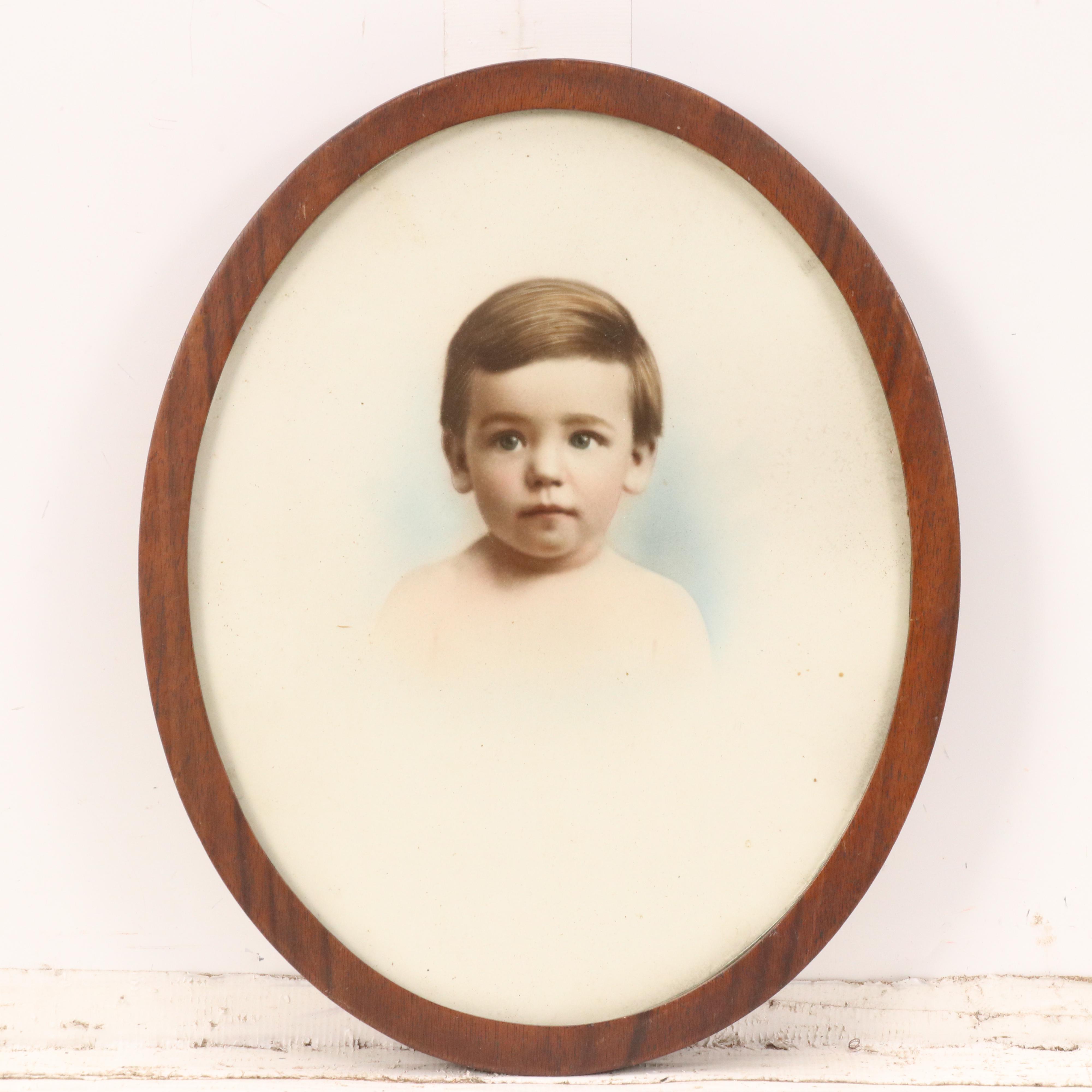 Hand-Colored Portrait Photograph of Young Boy and Various Prints
