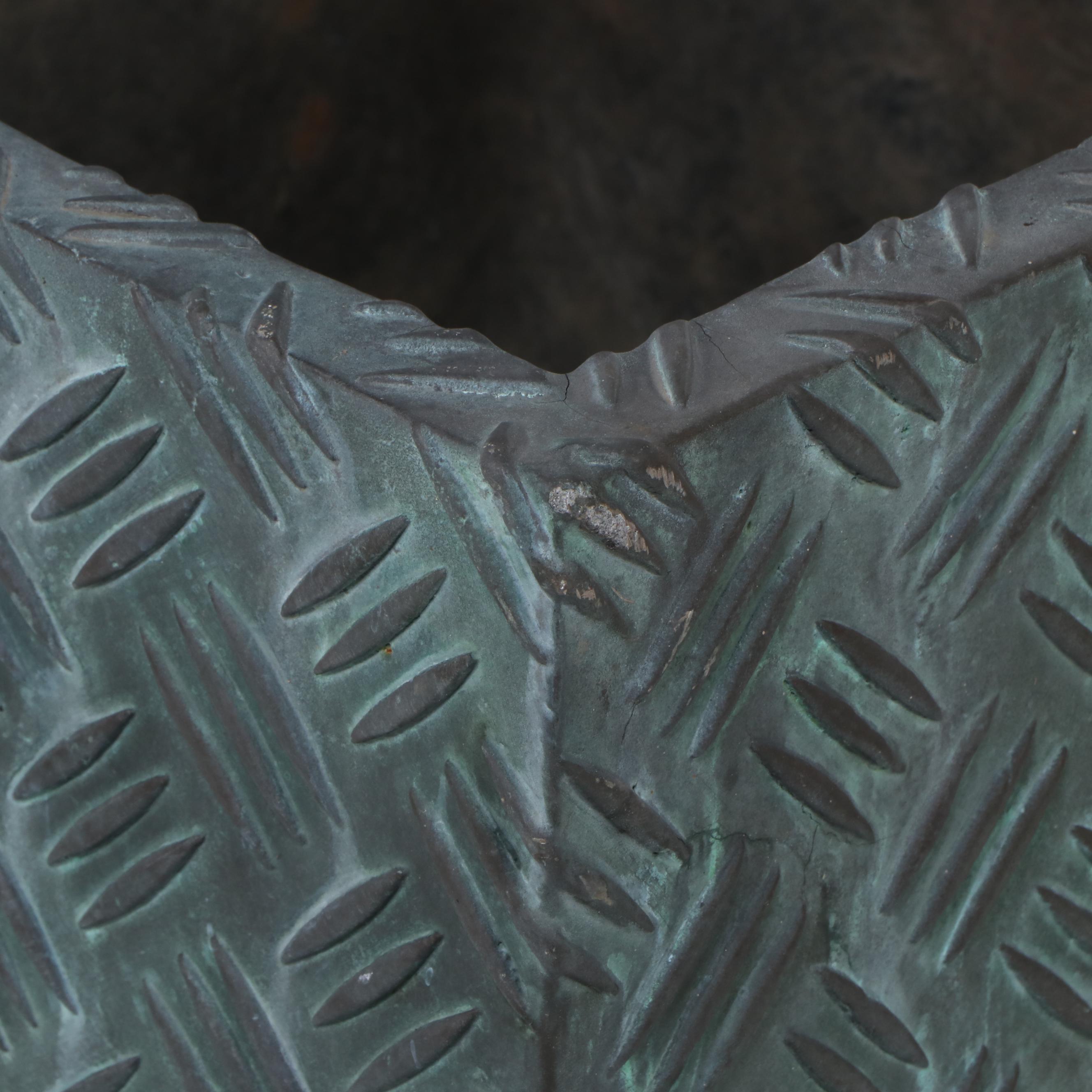 Faux Verdigris Pressed Metal Planter Boxes