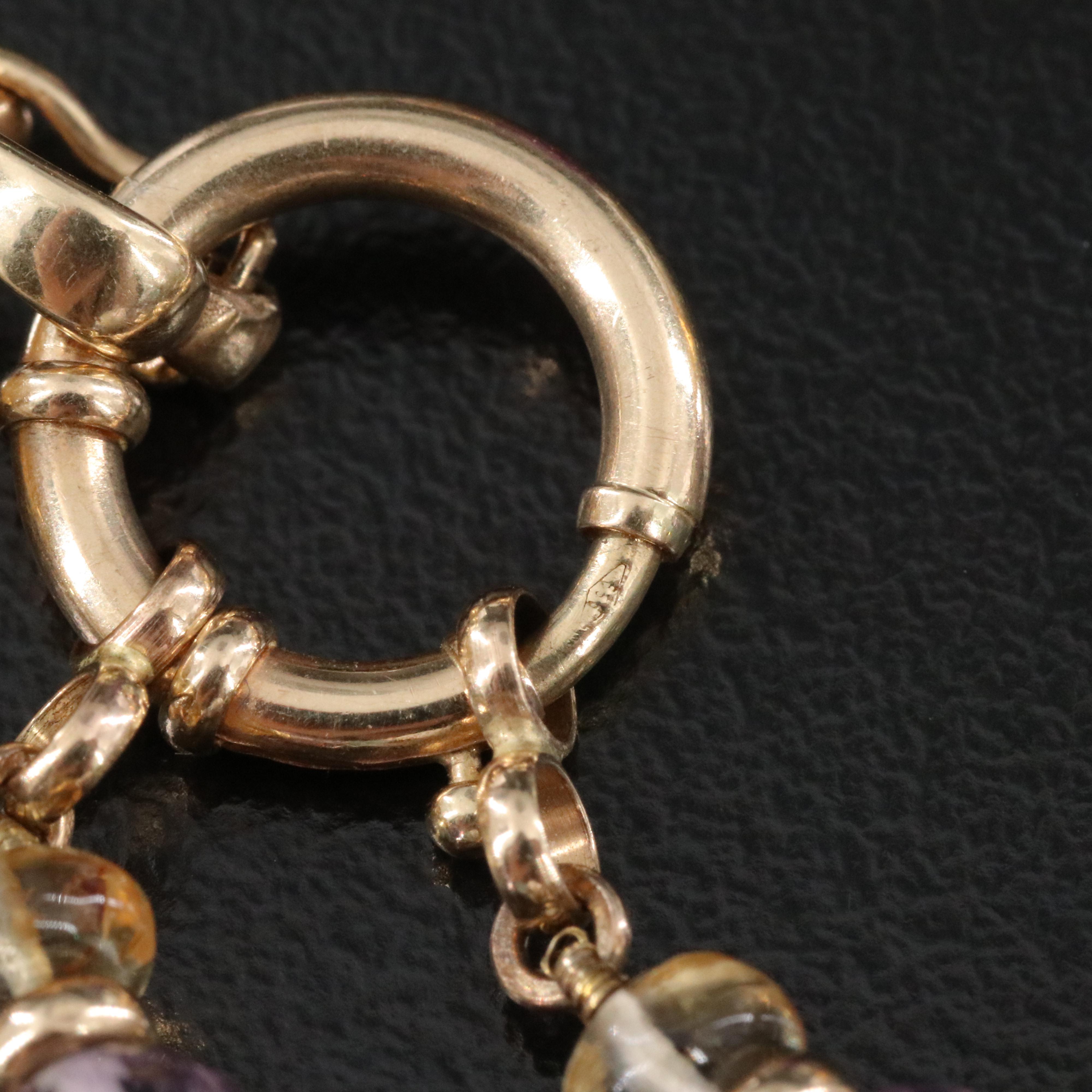 14K Gemstone and Diamond Necklace and Enhancer Tassel with Sterling Accent