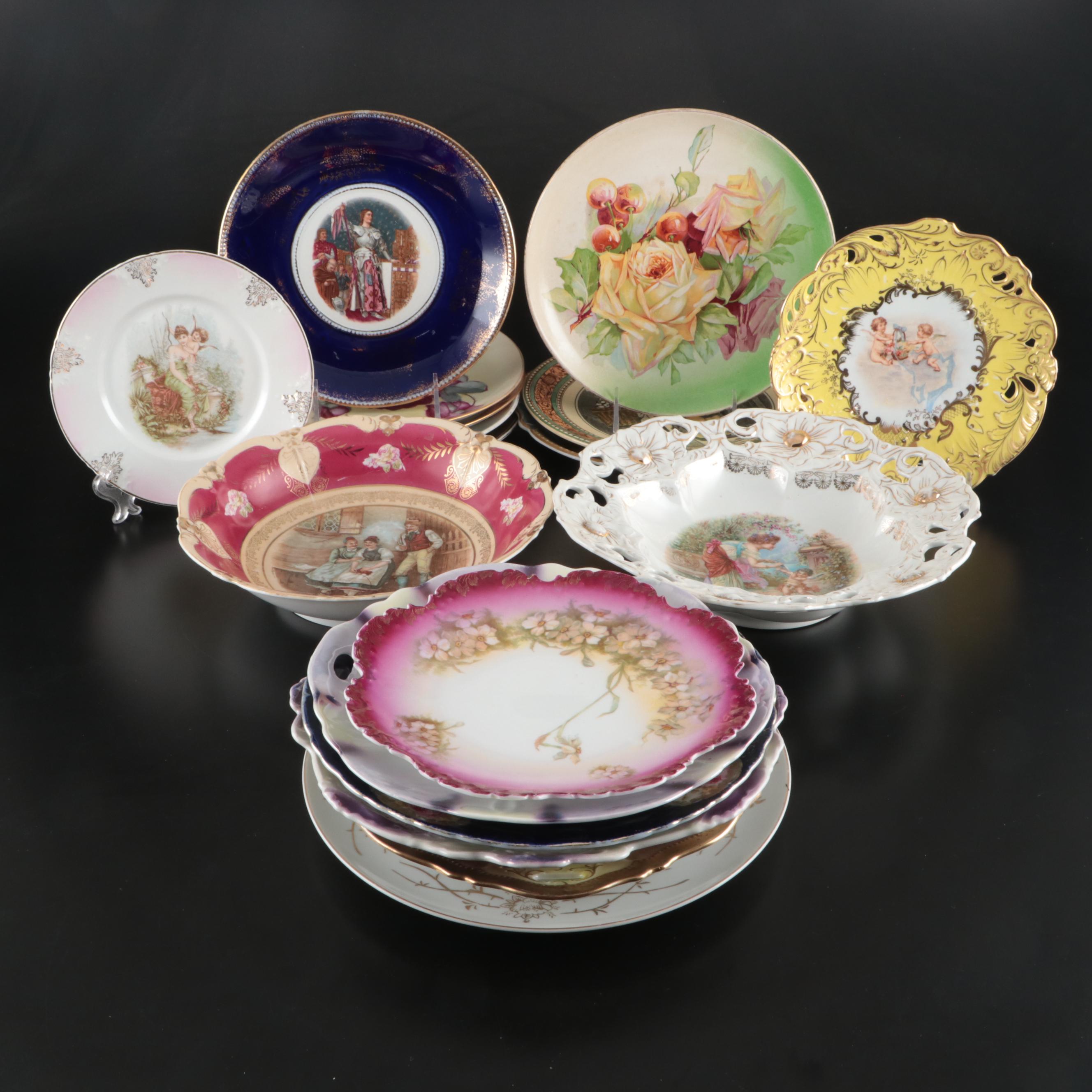 Adams "Cries of London" with Other European Porcelain Plates and Bowls