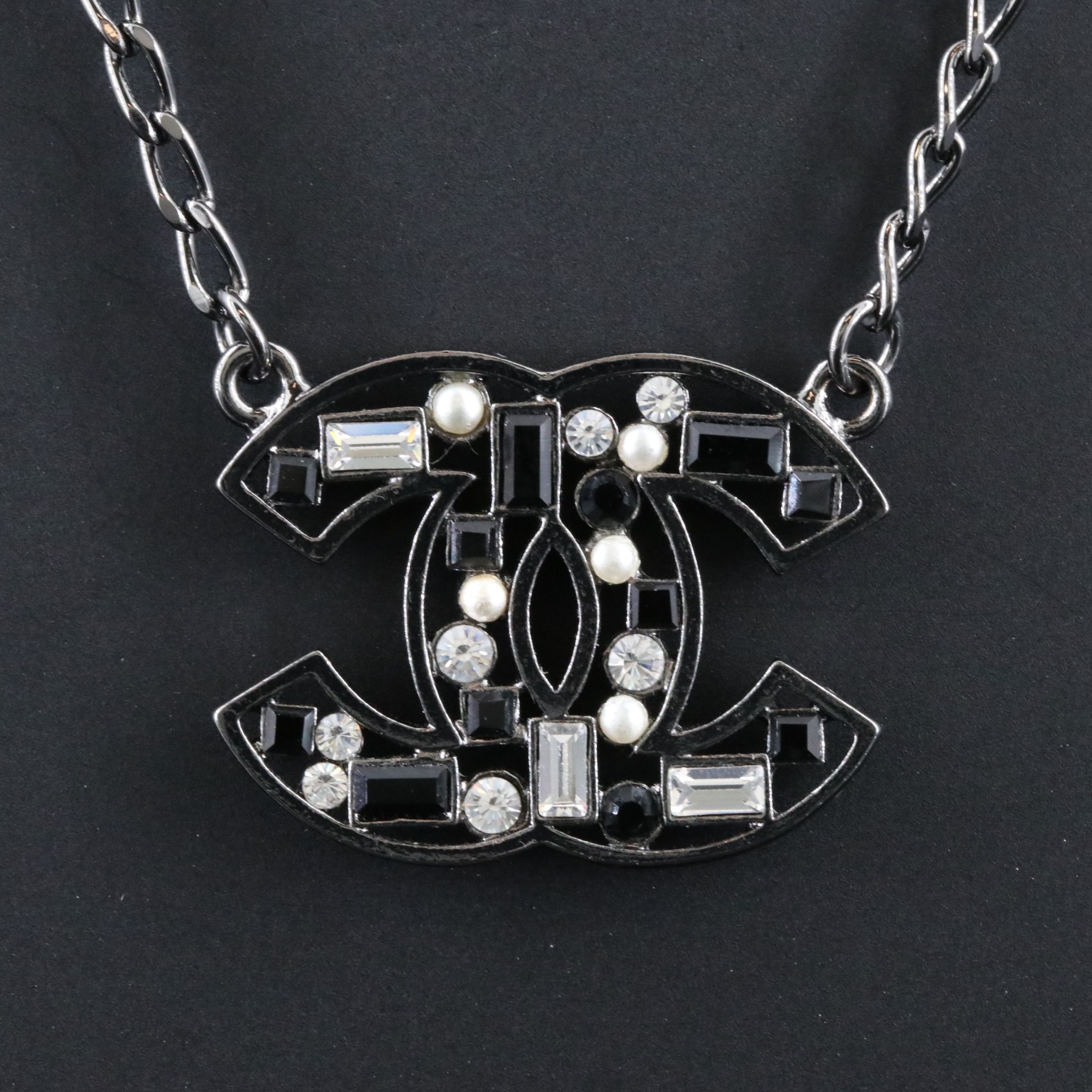 Chanel CC Crystal Blackened Necklace 2003