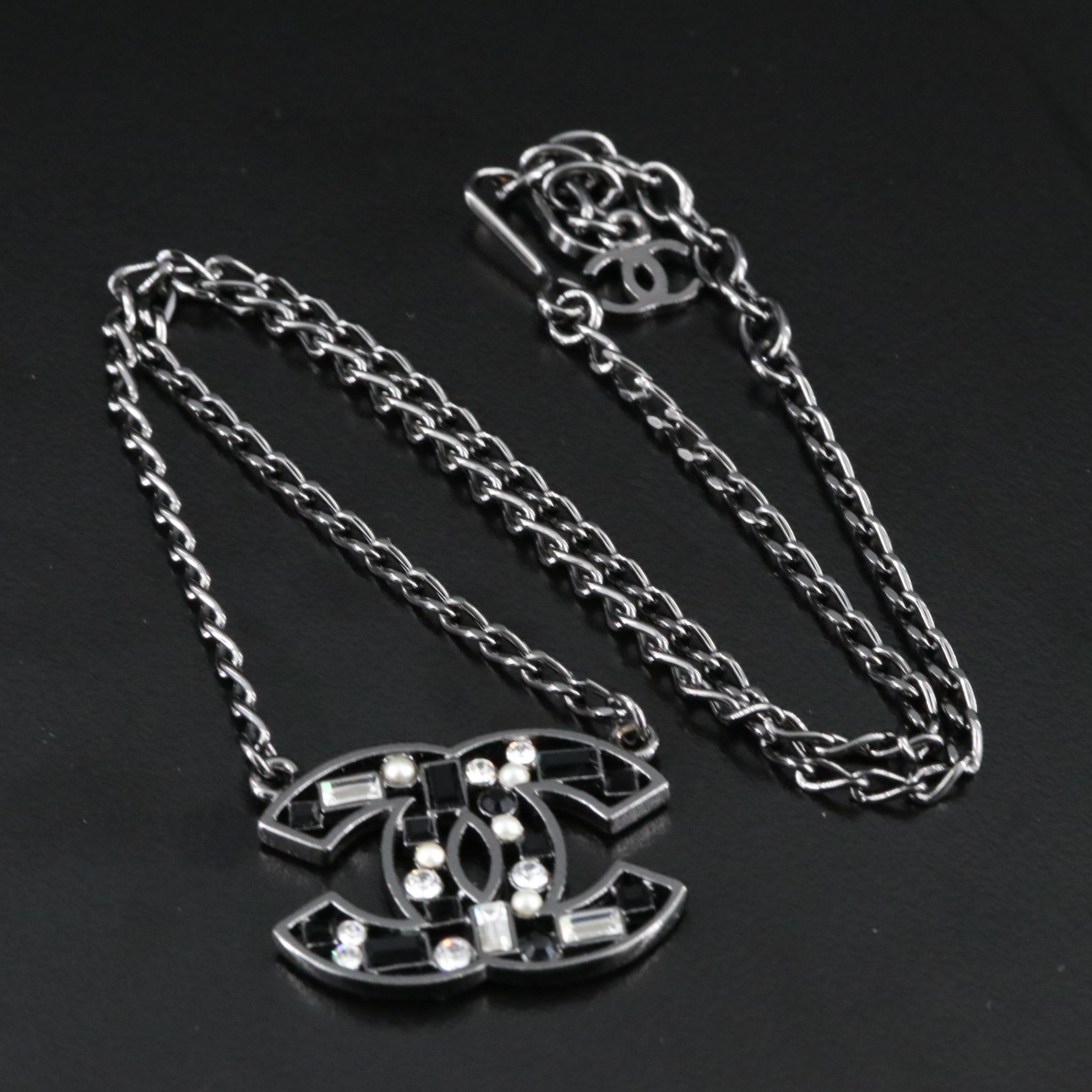 Chanel CC Crystal Blackened Necklace 2003