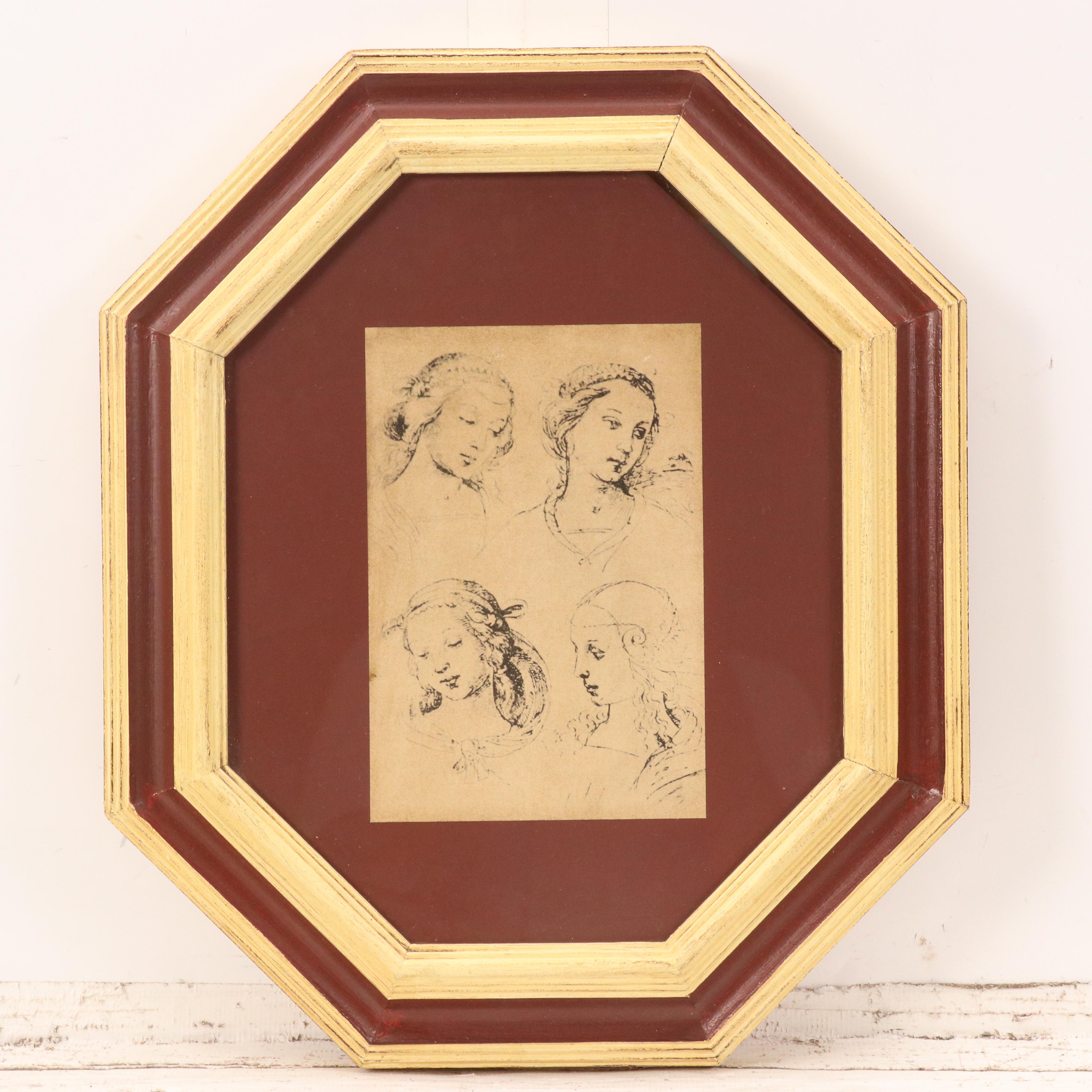 Offset Lithographs After Raphael Portrait Studies, Late 20th–21st Century