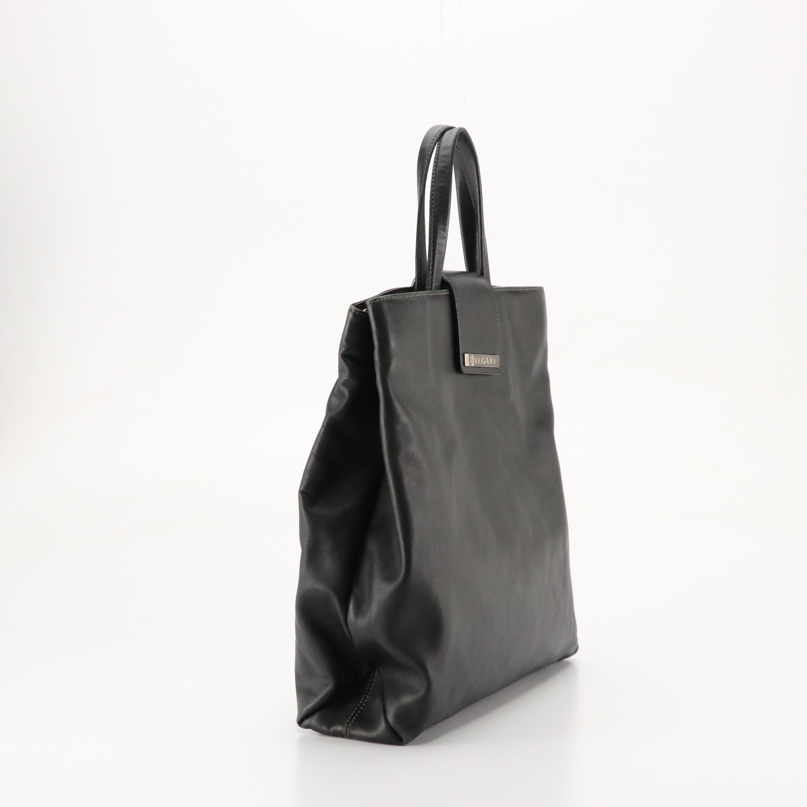 BVLGARI Tall Tote in Black Leather