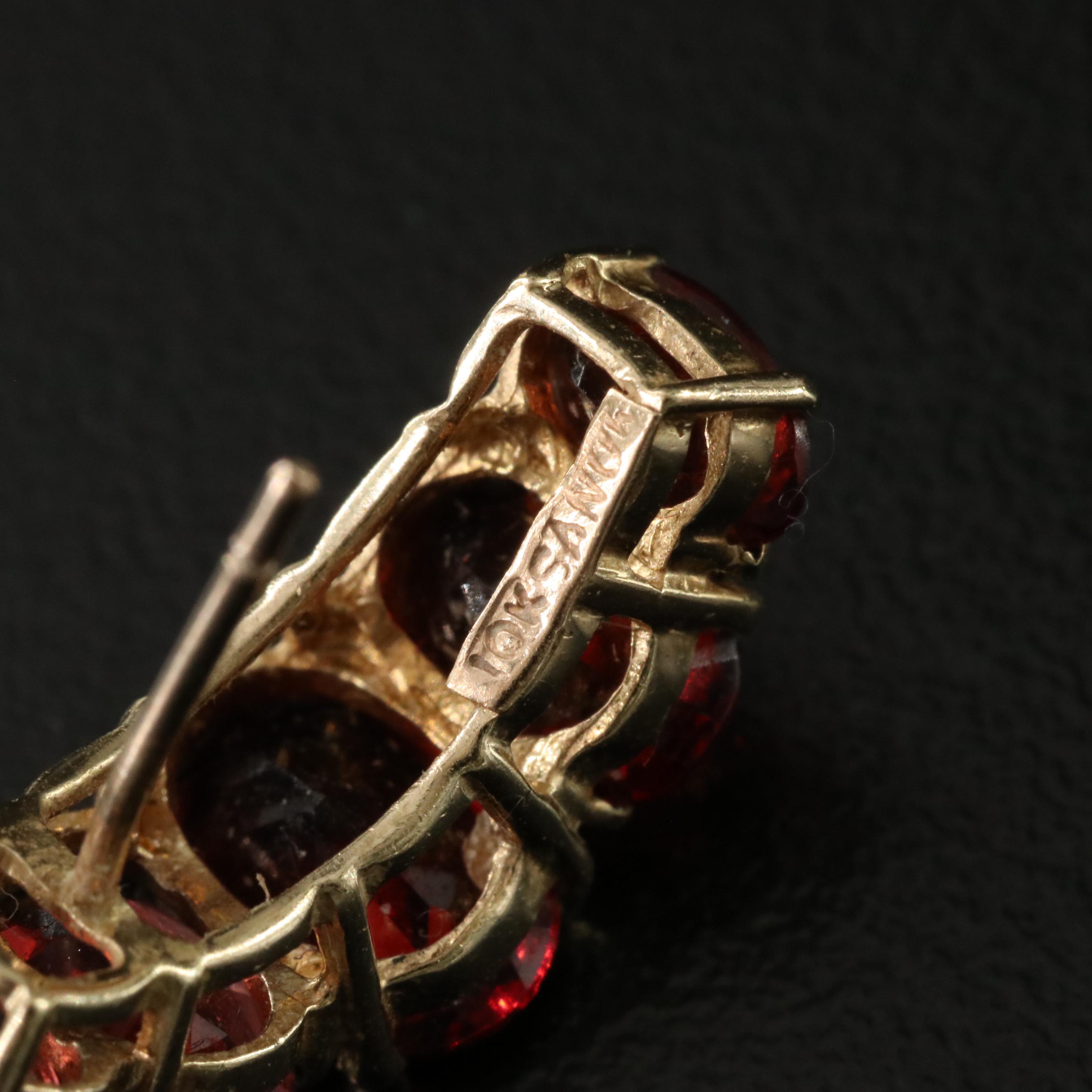 10K Garnet Half Hoop Earrings