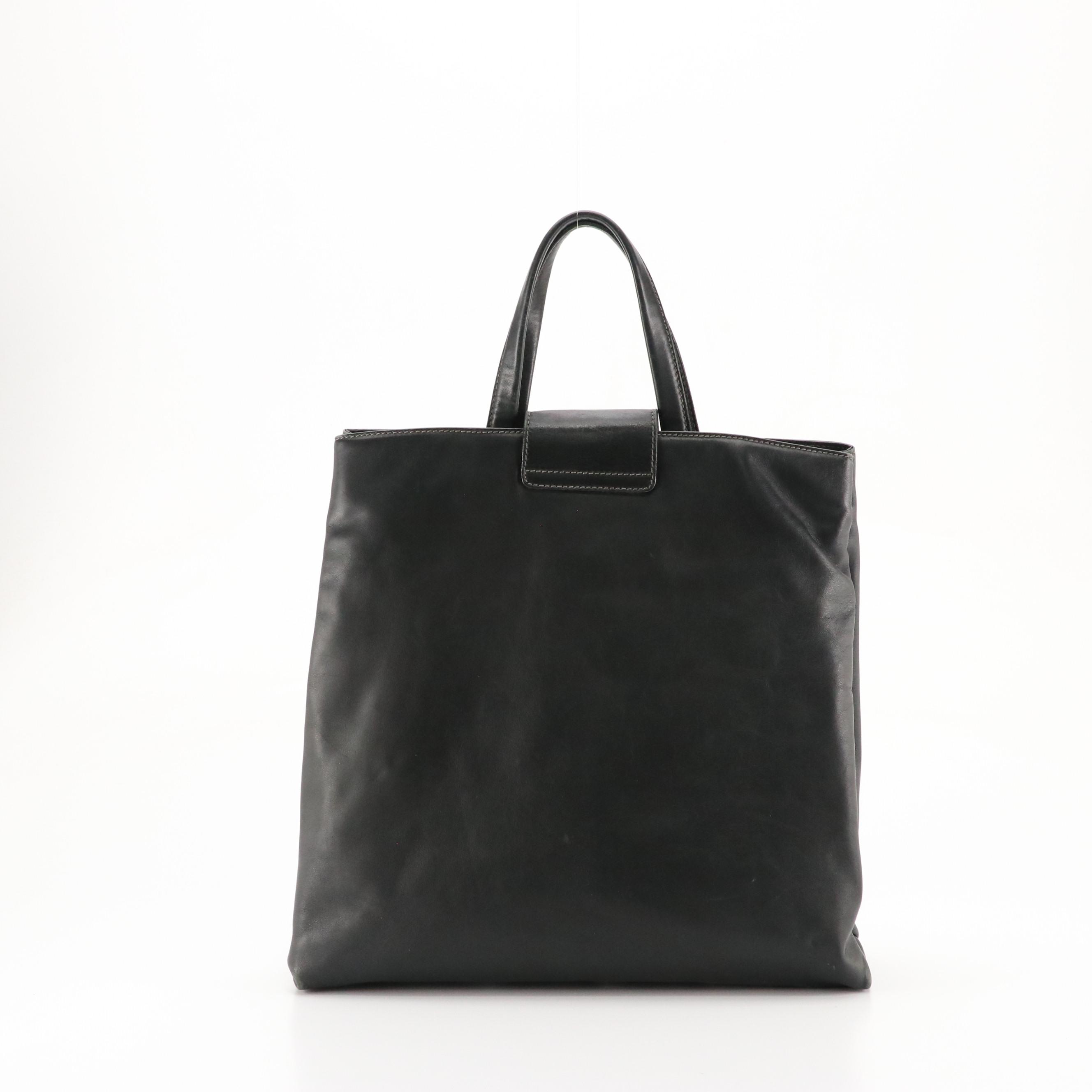 BVLGARI Tall Tote in Black Leather