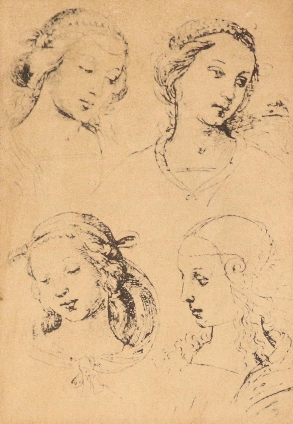 Offset Lithographs After Raphael Portrait Studies, Late 20th–21st Century