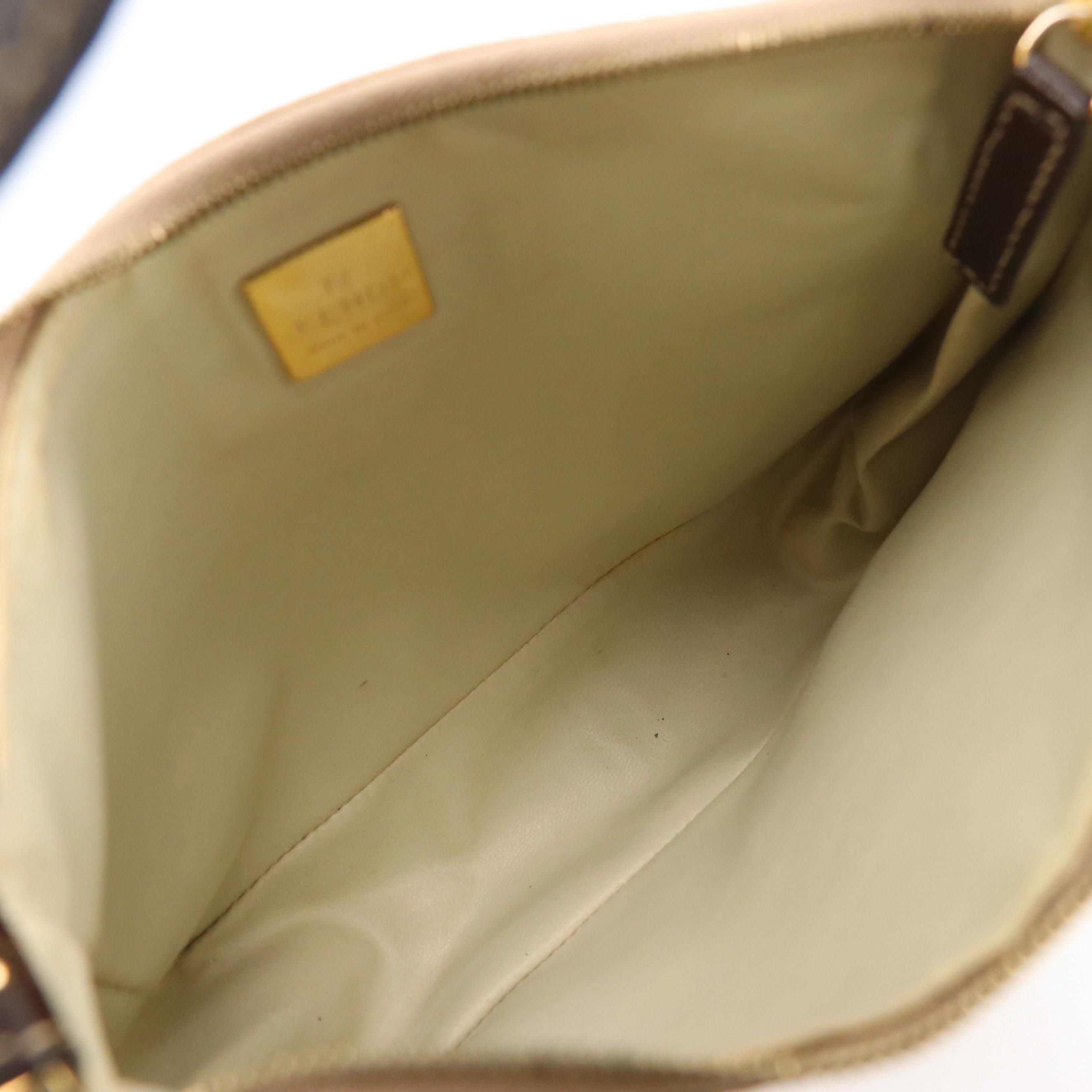 Fendi Small Zippered Handbag in PVC Coated Zucchino Canvas & Brown Leather Trim