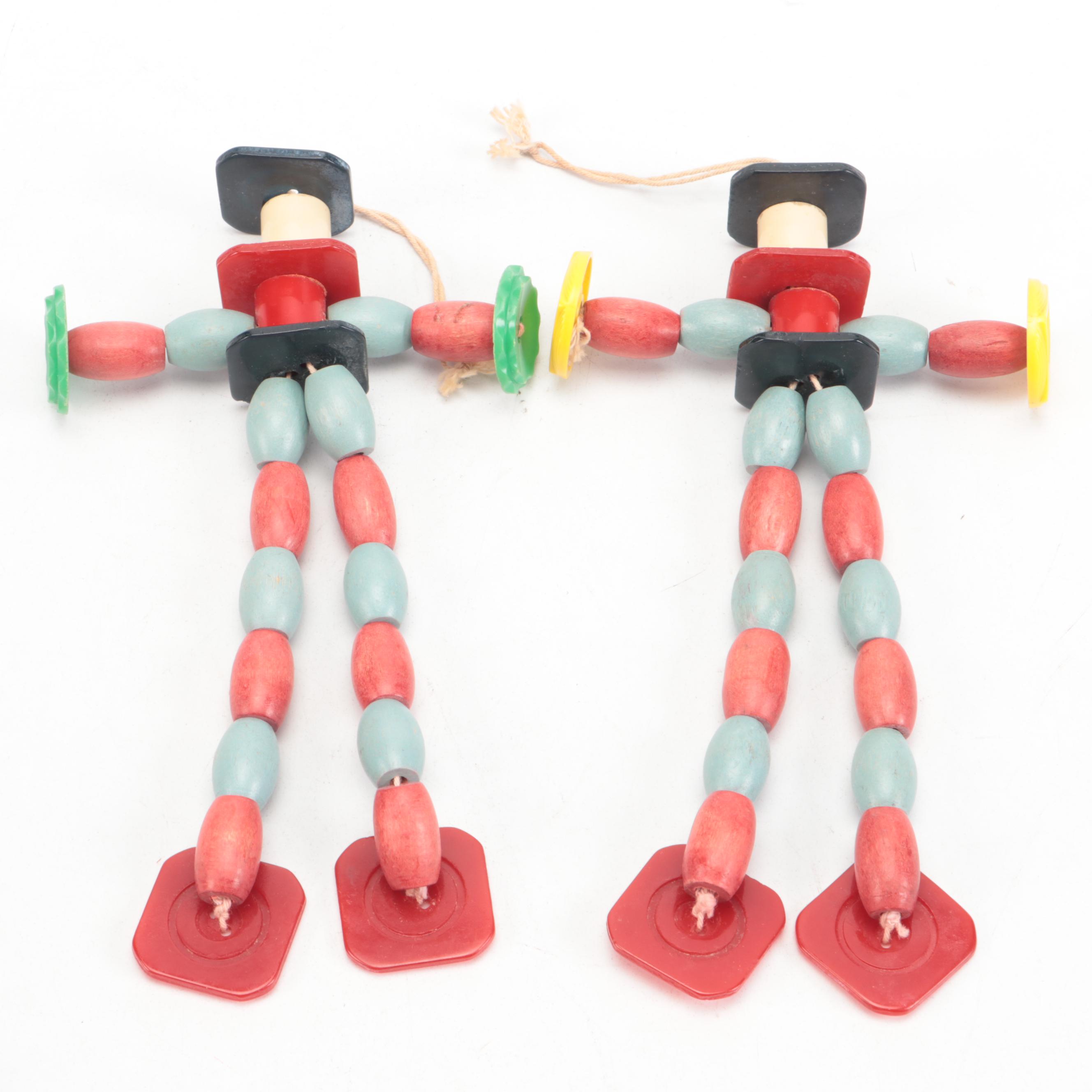 Vintage Painted Wood Clacker and Other Toys