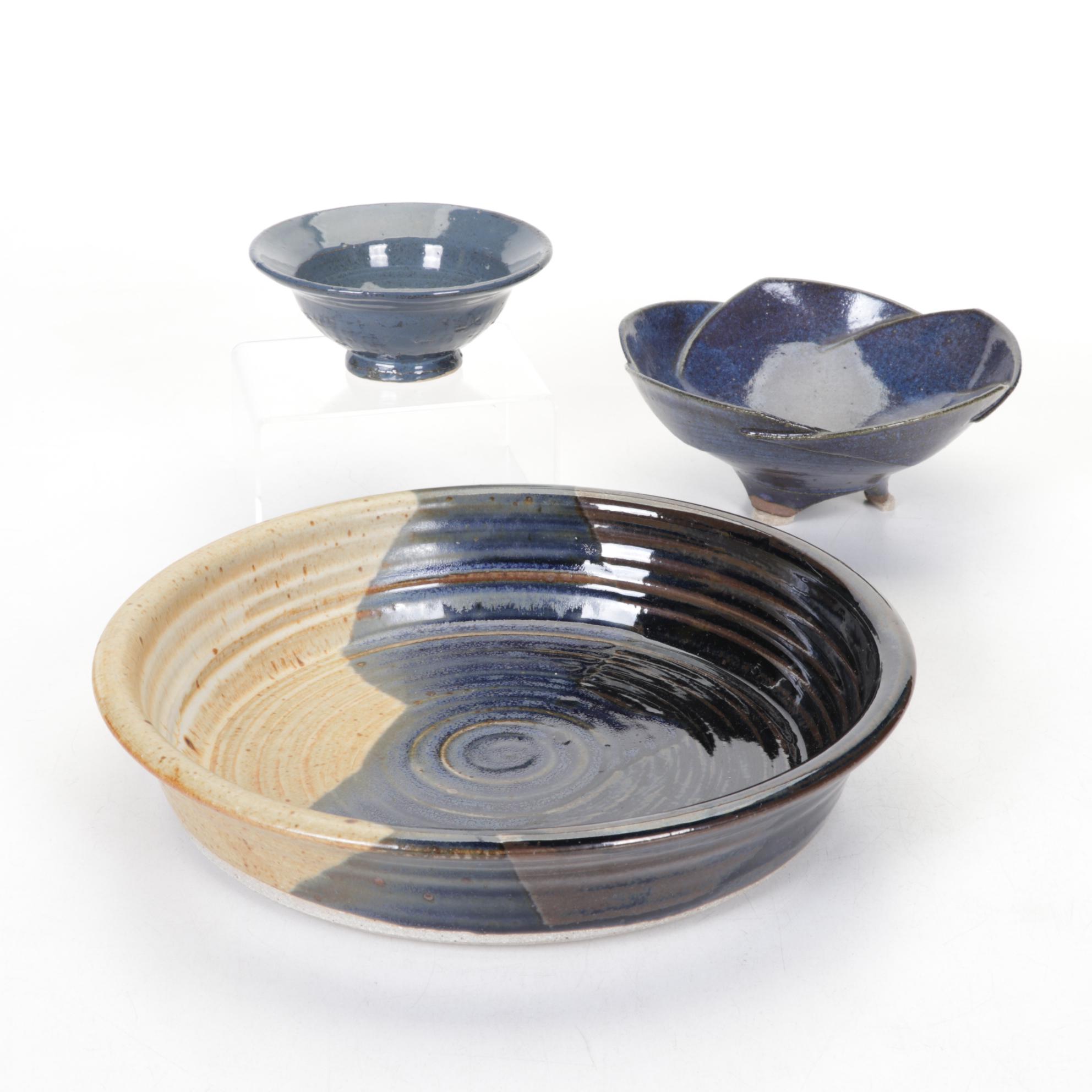 Dirtworks Wheel Thrown Round Pottery Dish with Two Pottery Bowls