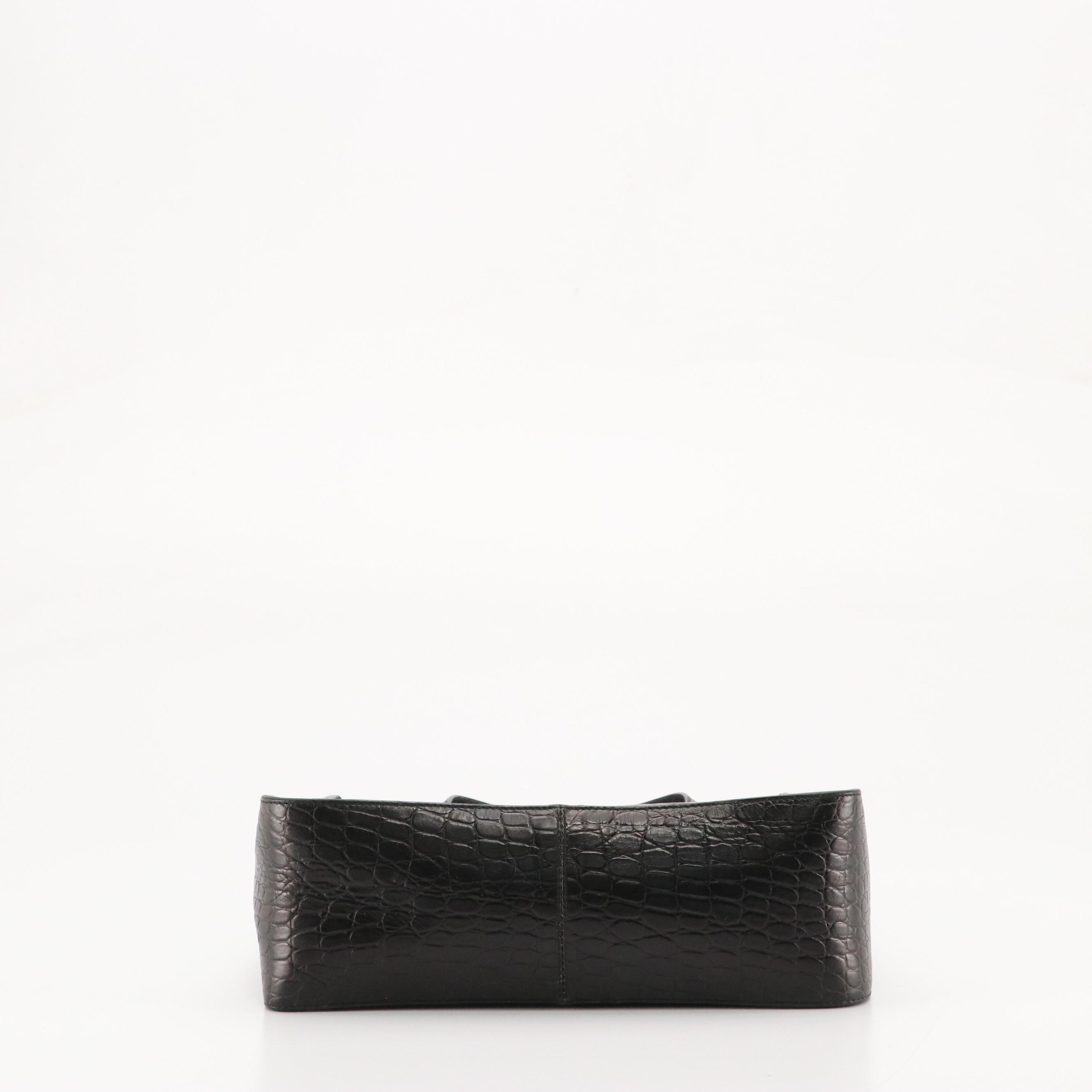 Salvatore Ferragamo Handbag in Black Croc Embossed Leather