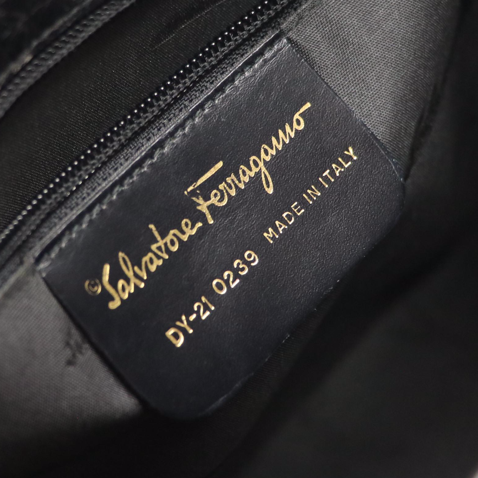 Salvatore Ferragamo Handbag in Black Croc Embossed Leather