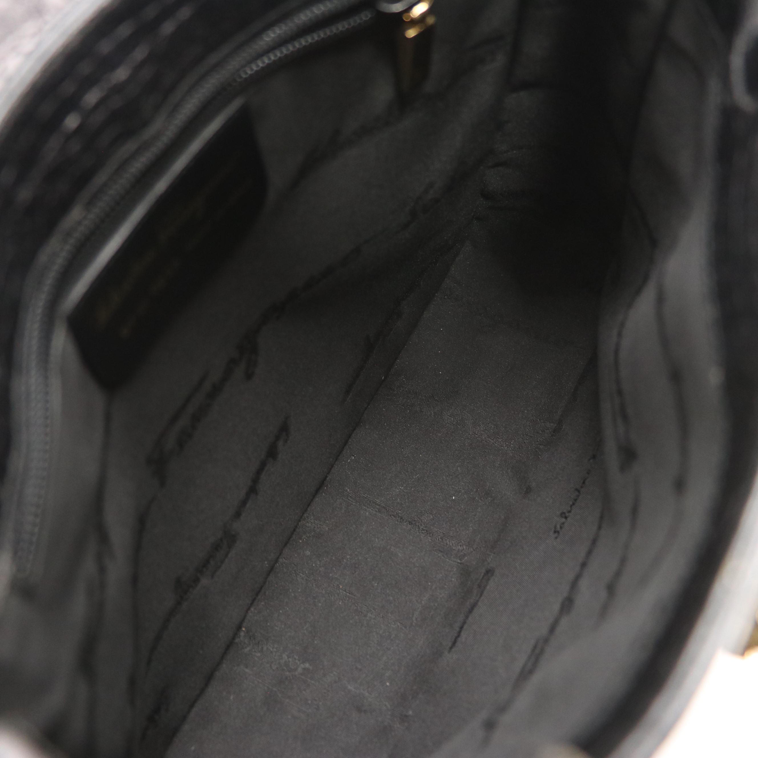 Salvatore Ferragamo Handbag in Black Croc Embossed Leather