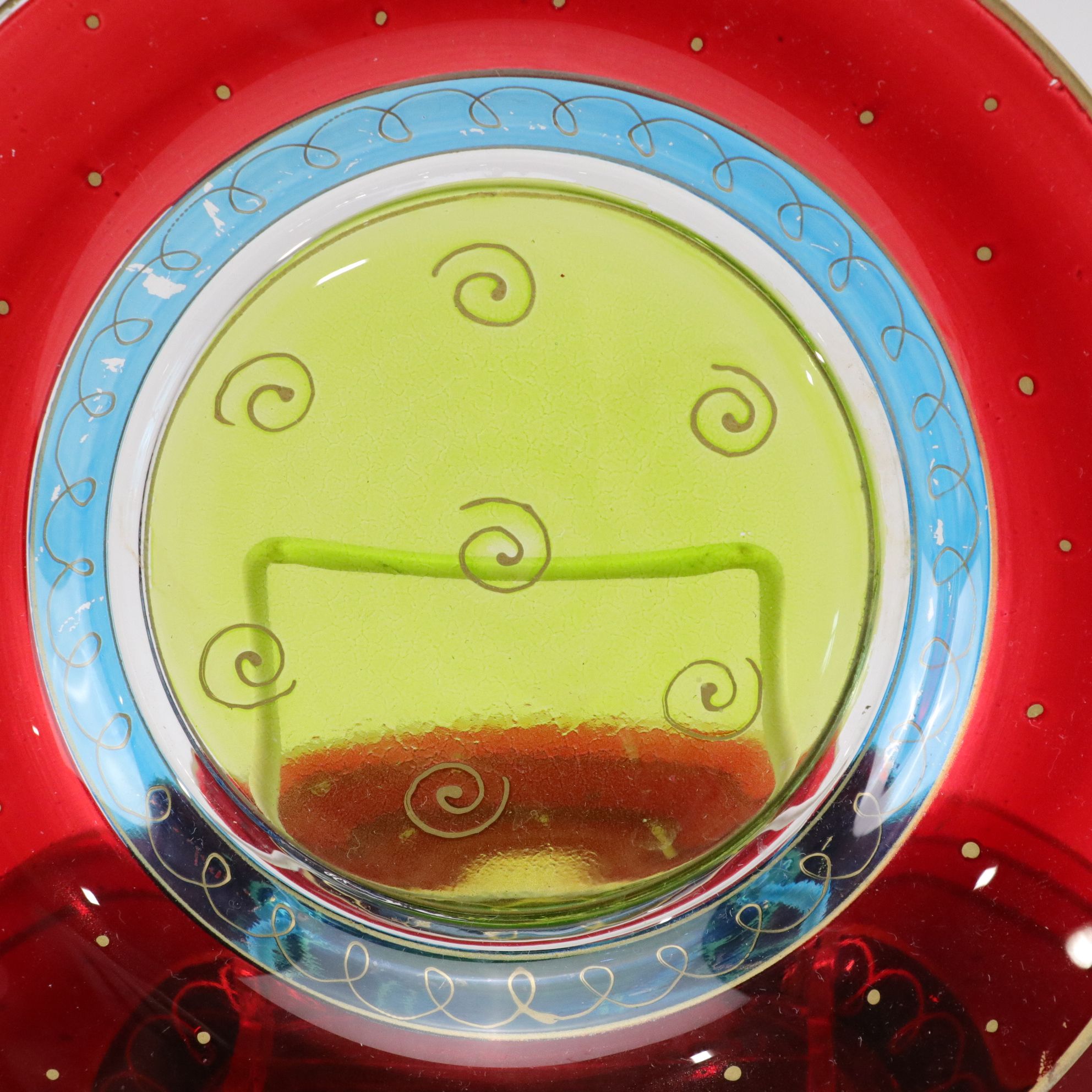 Four Pier 1 Colorful Glass Luncheon Plates