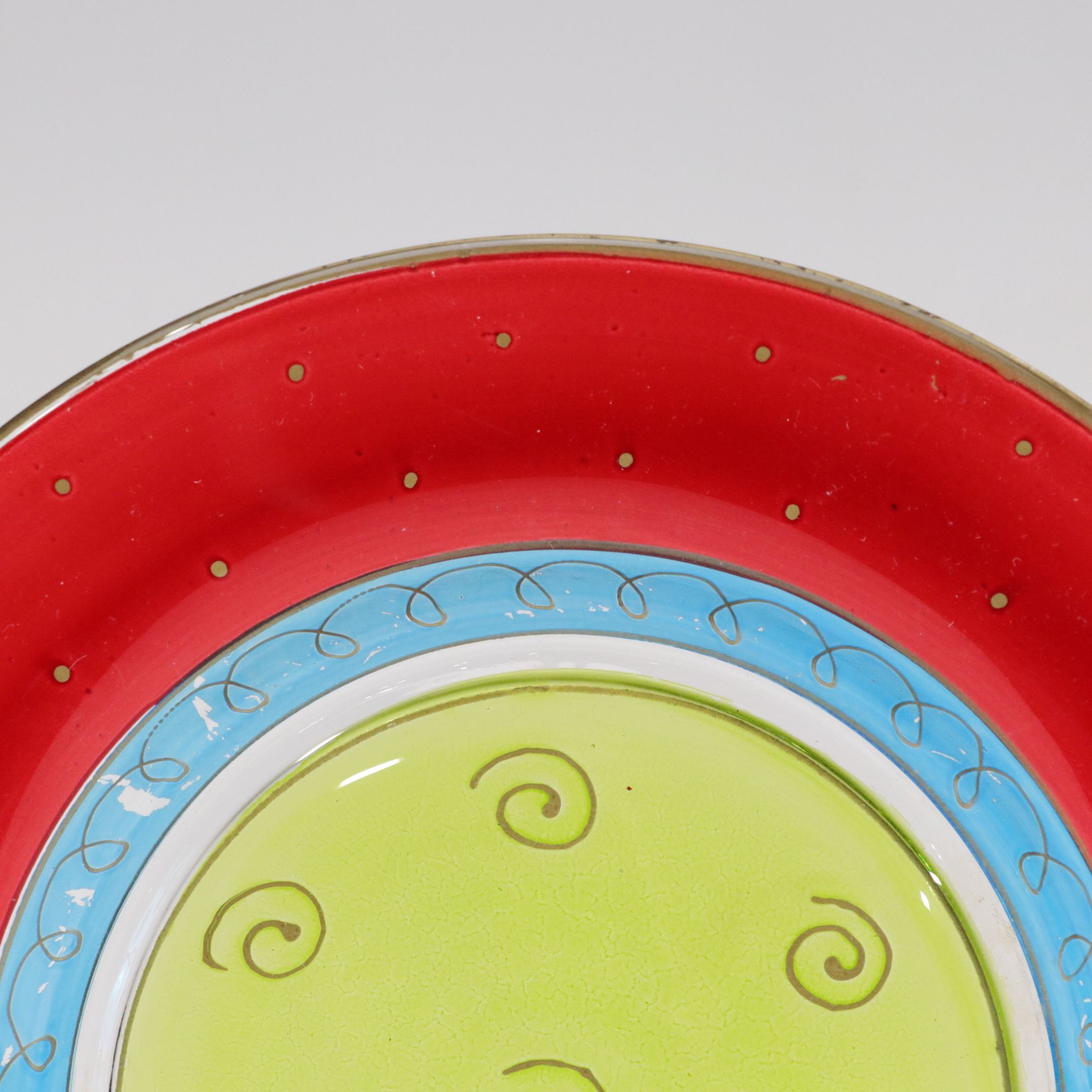 Four Pier 1 Colorful Glass Luncheon Plates