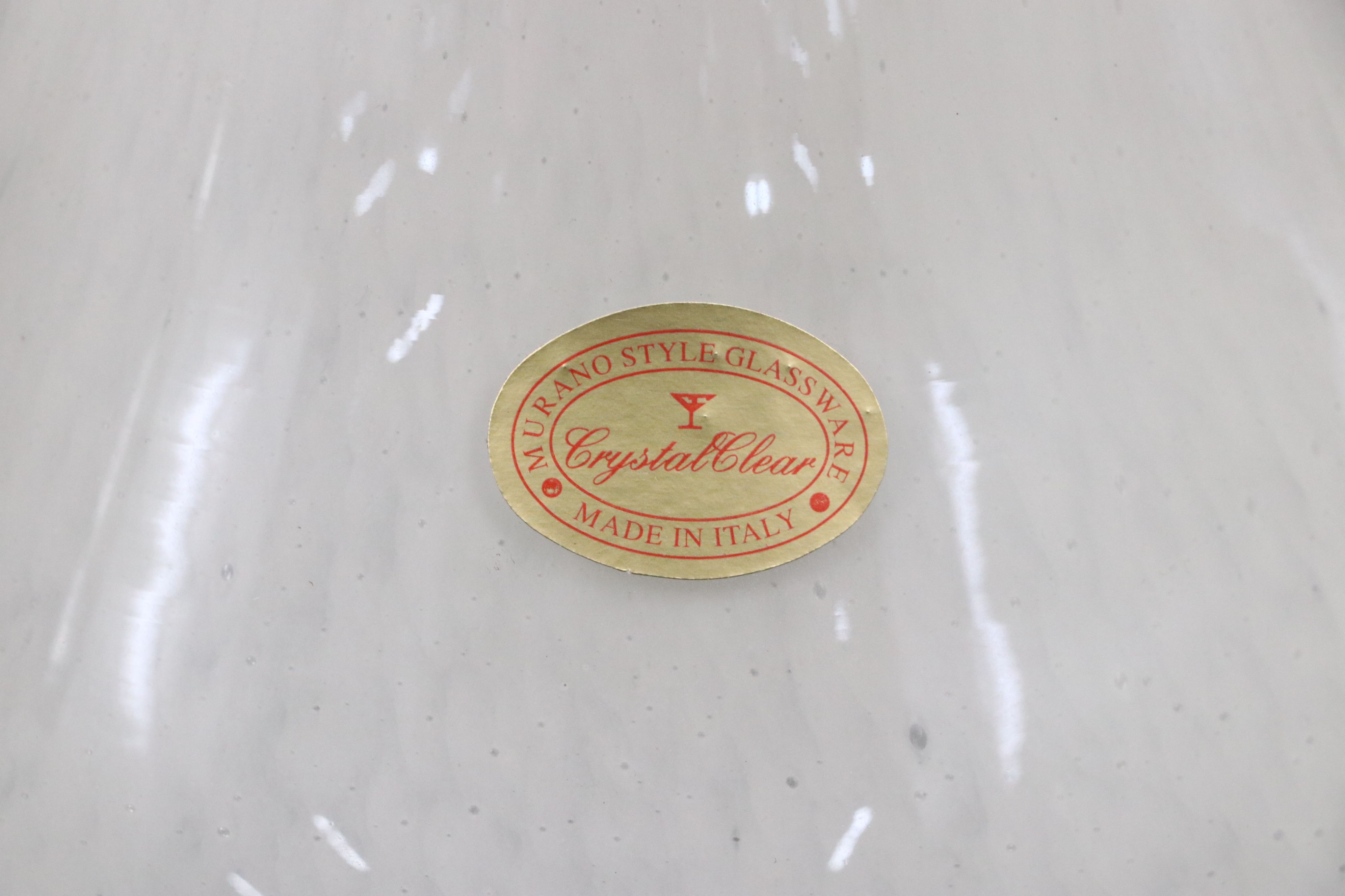 Crystal Clear Italian Glass Vase and Art Glass Compote with Platters