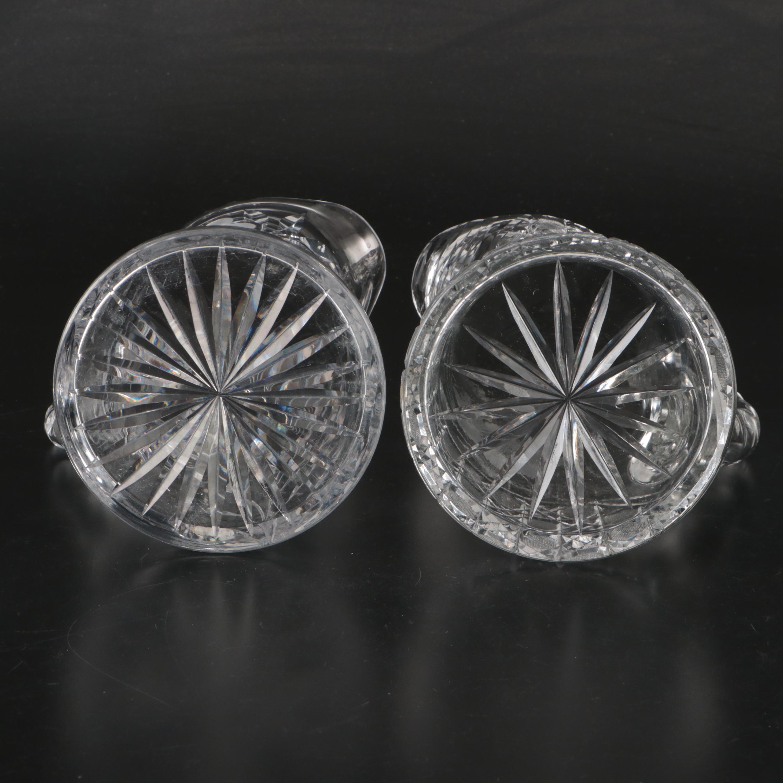 American Brilliant Style Cut and Etched Glass Pitchers and Drinkware