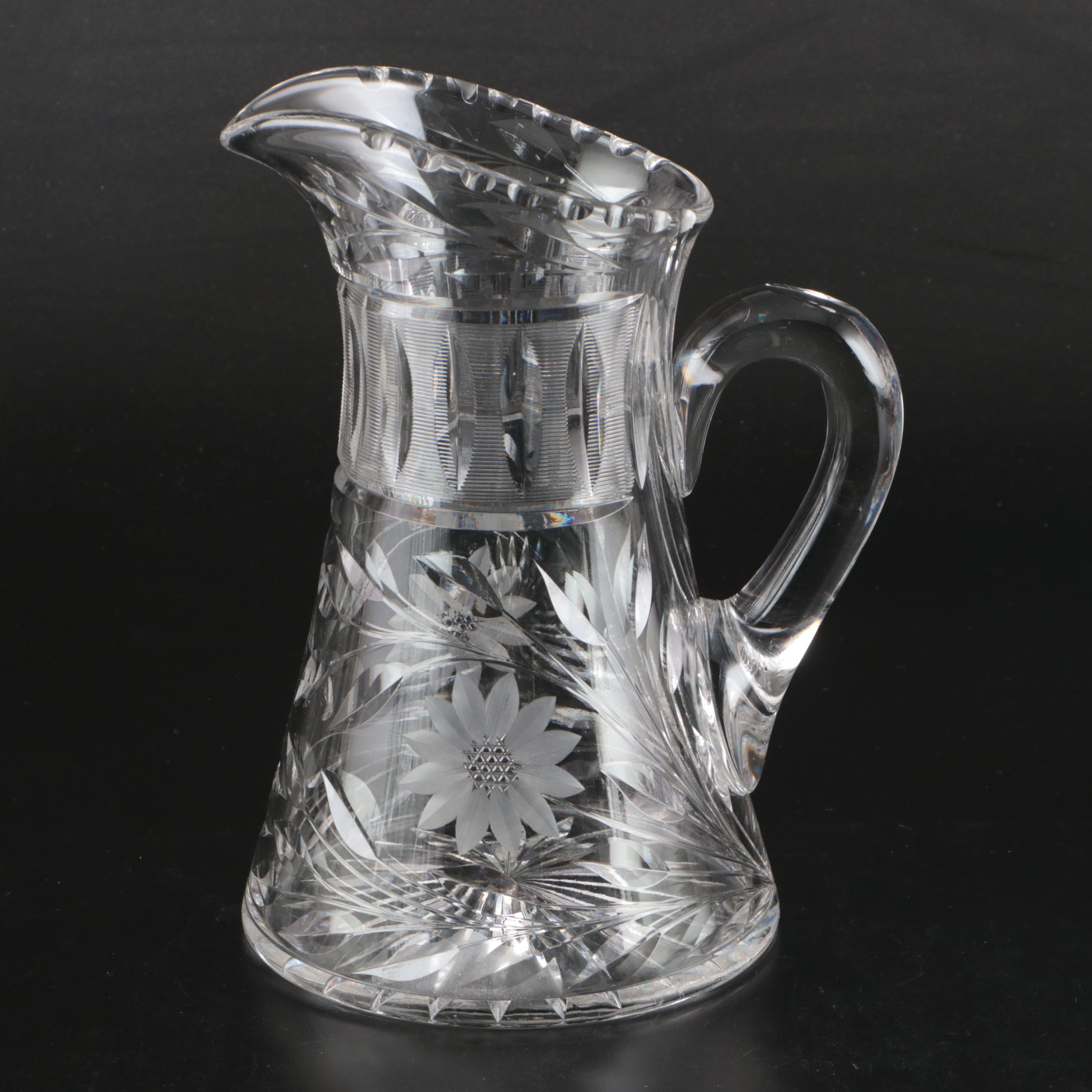 American Brilliant Style Cut and Etched Glass Pitchers and Drinkware