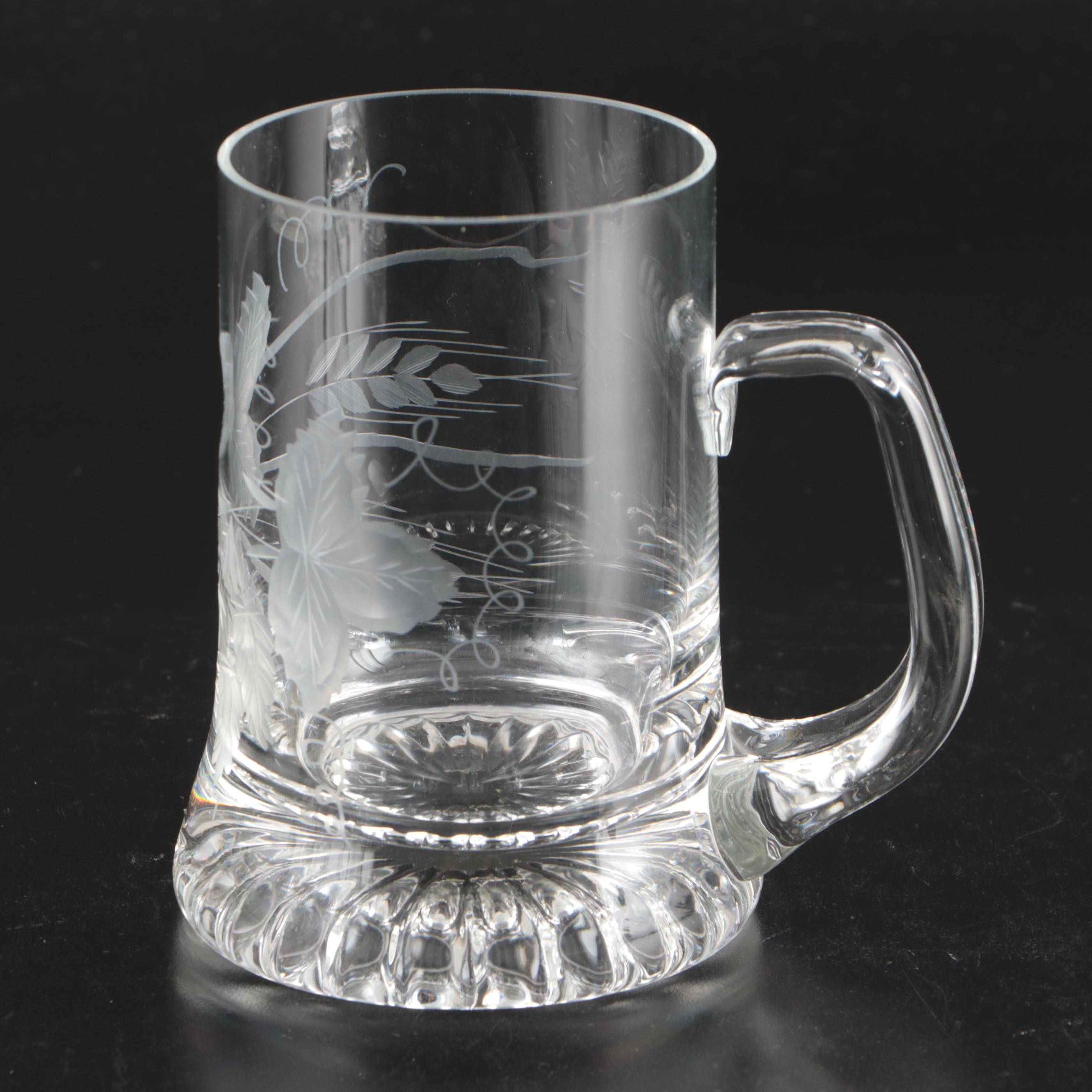 American Brilliant Style Cut and Etched Glass Pitchers and Drinkware