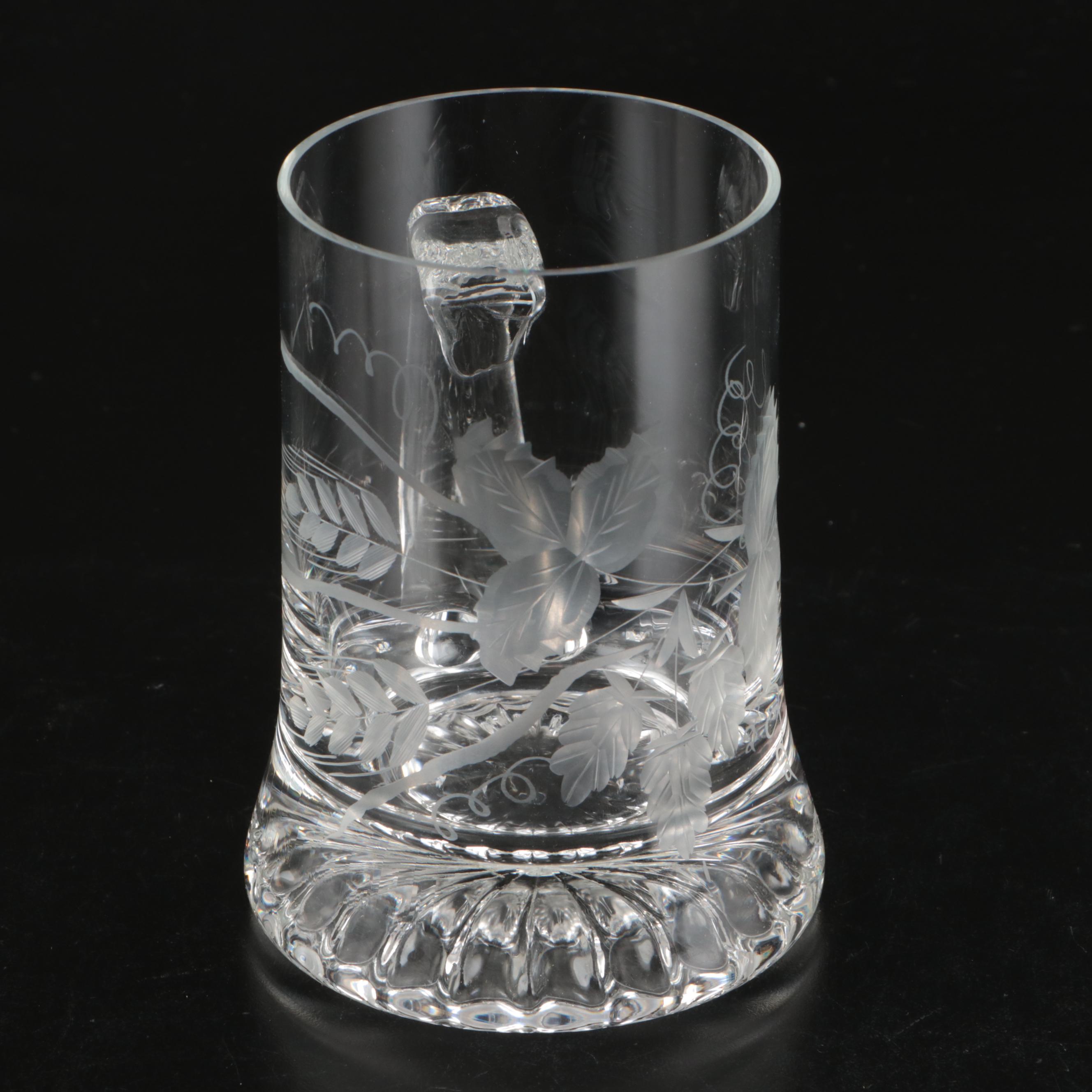 American Brilliant Style Cut and Etched Glass Pitchers and Drinkware