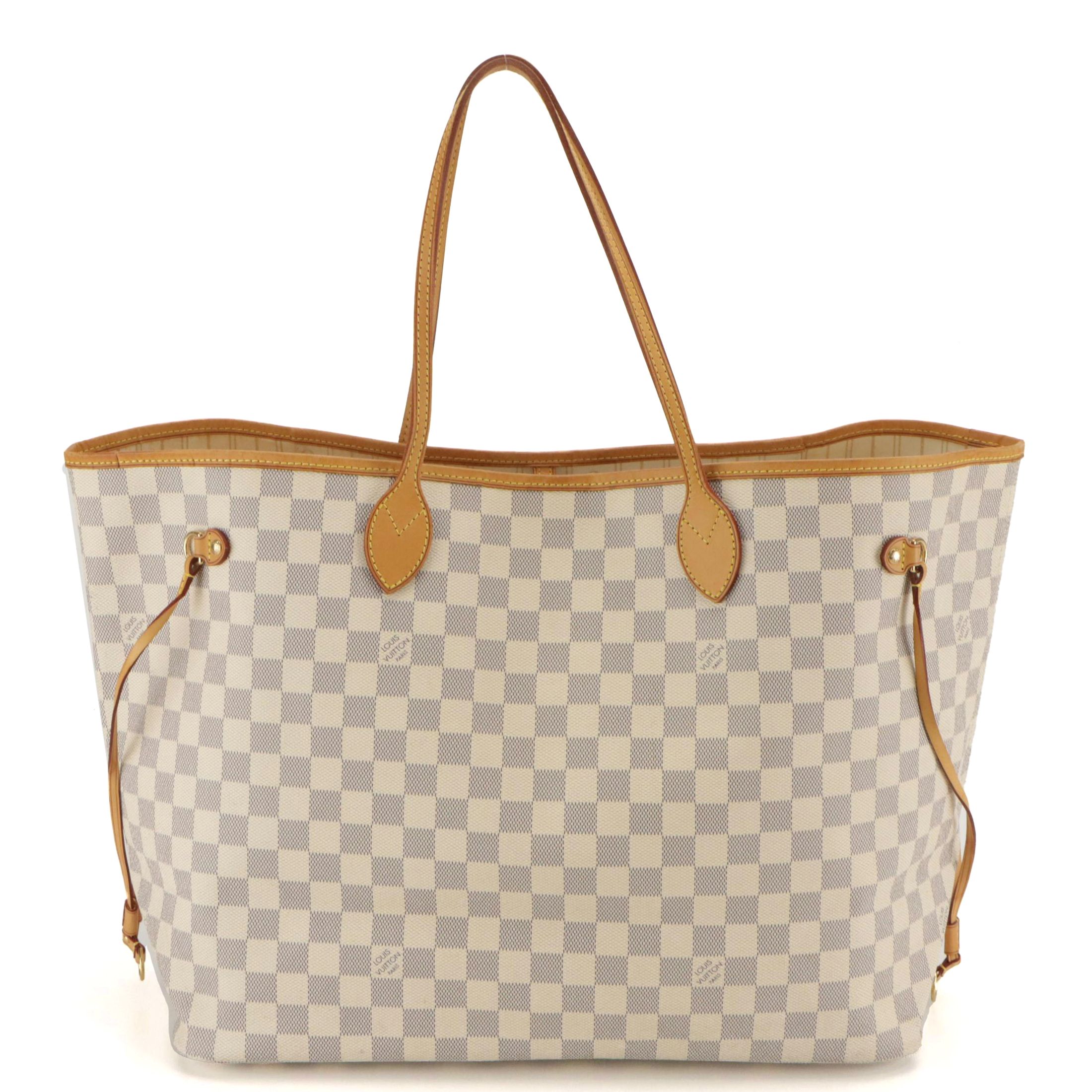 Louis Vuitton Neverfull GM Tote in Damier Azur Canvas and Leather Trim