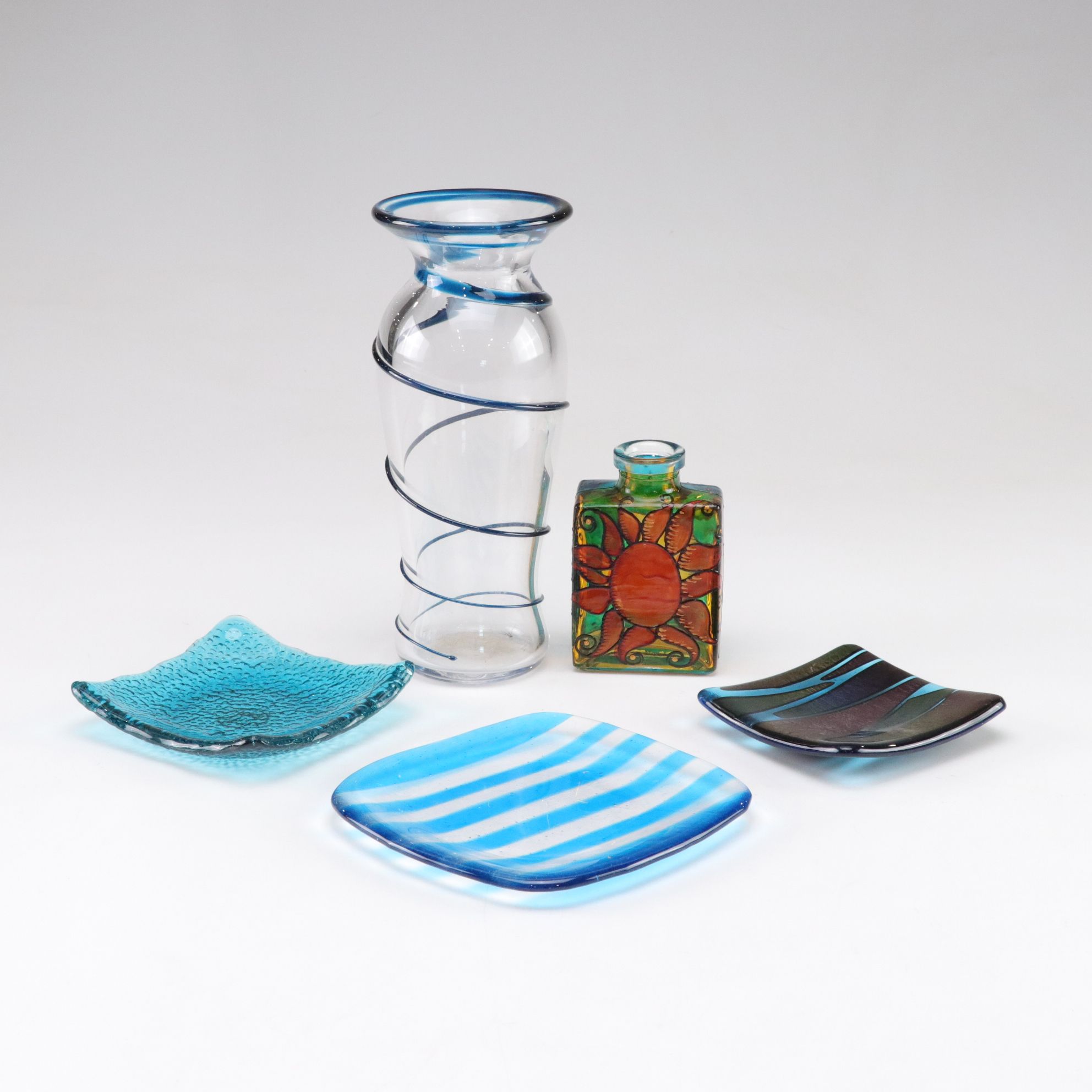 Art Glass Vases and Small  Plates, 21st Century