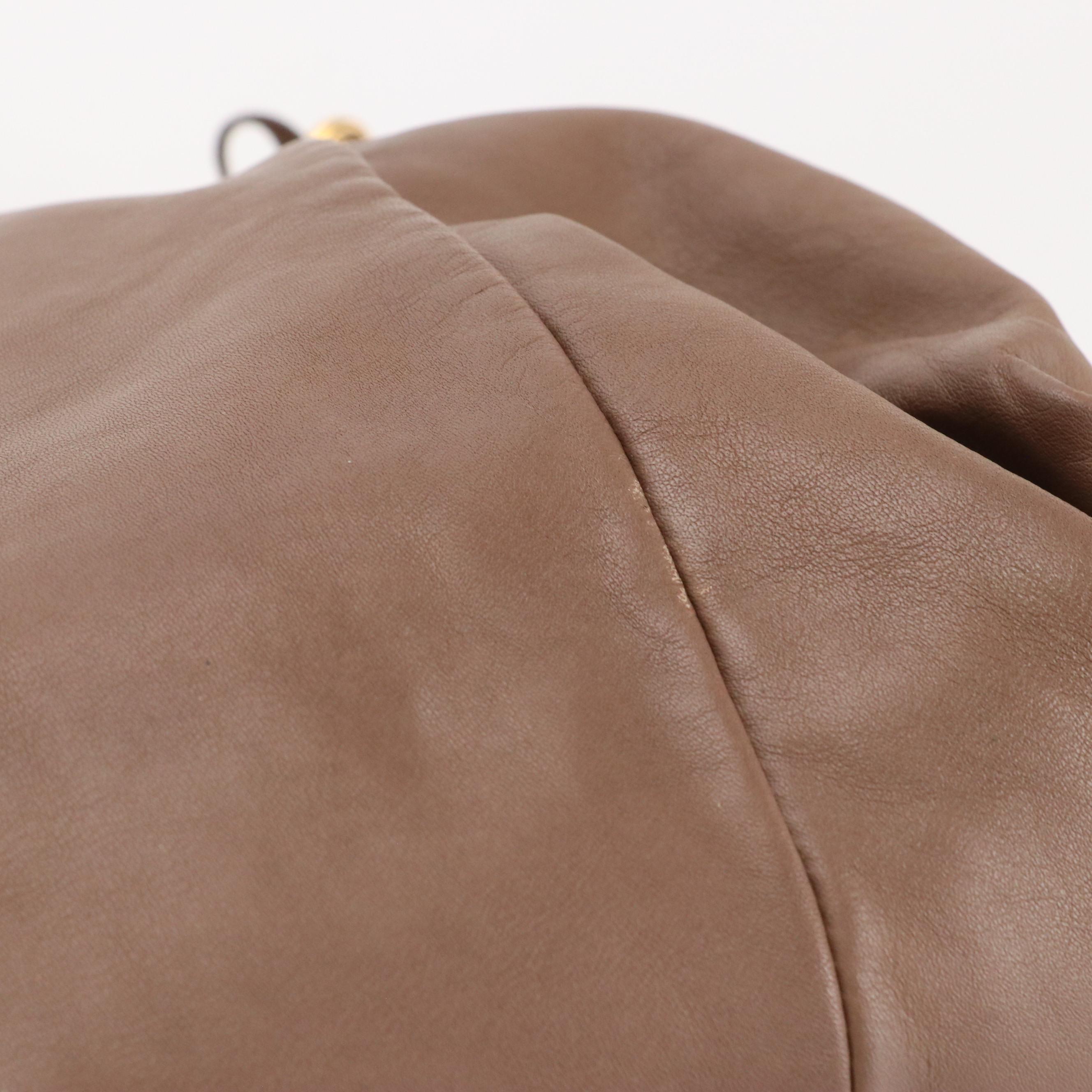 Salvatore Ferragamo Vara Bow Accented Hobo Bag in Mocha Brown Calfskin Leather