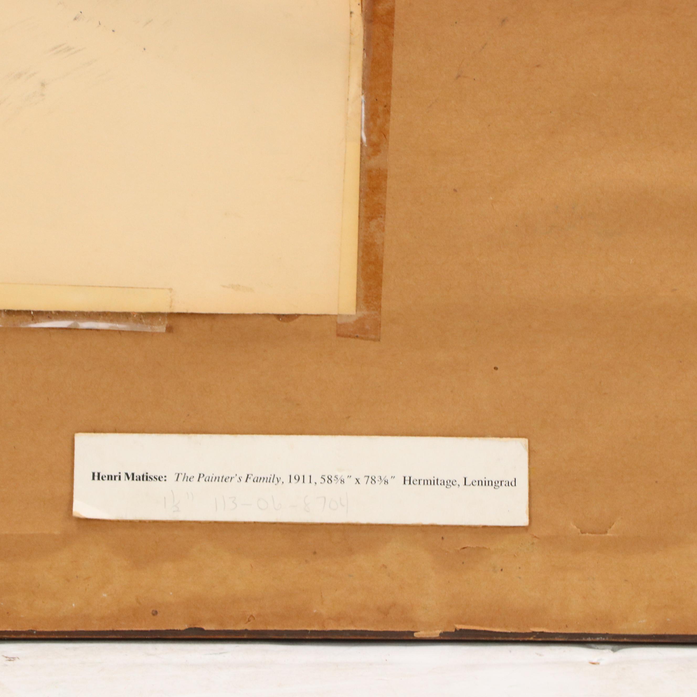 Offset Lithograph After Henri Matisse "The Painter's Family"