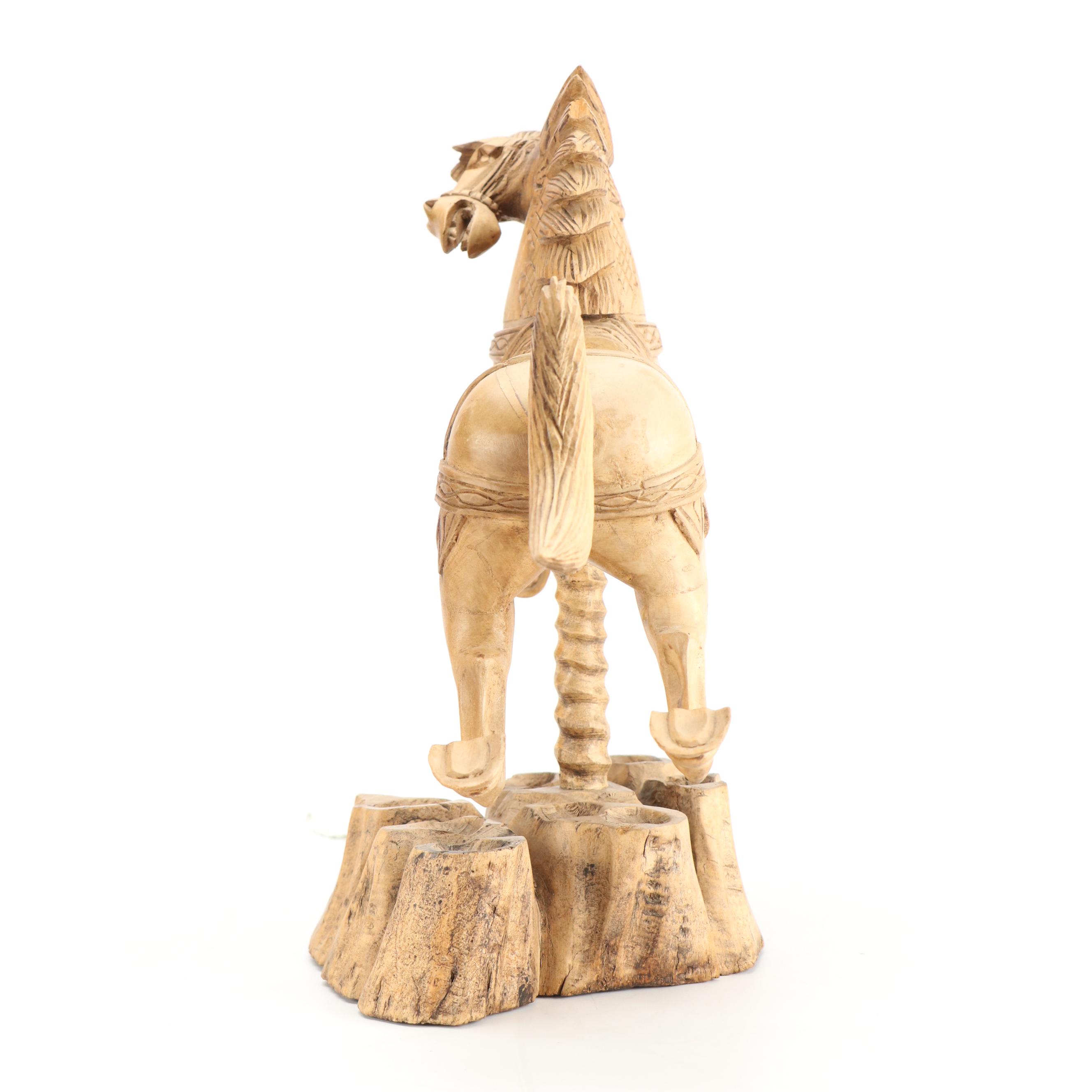 Carved Wood Carousel Horse Sculpture