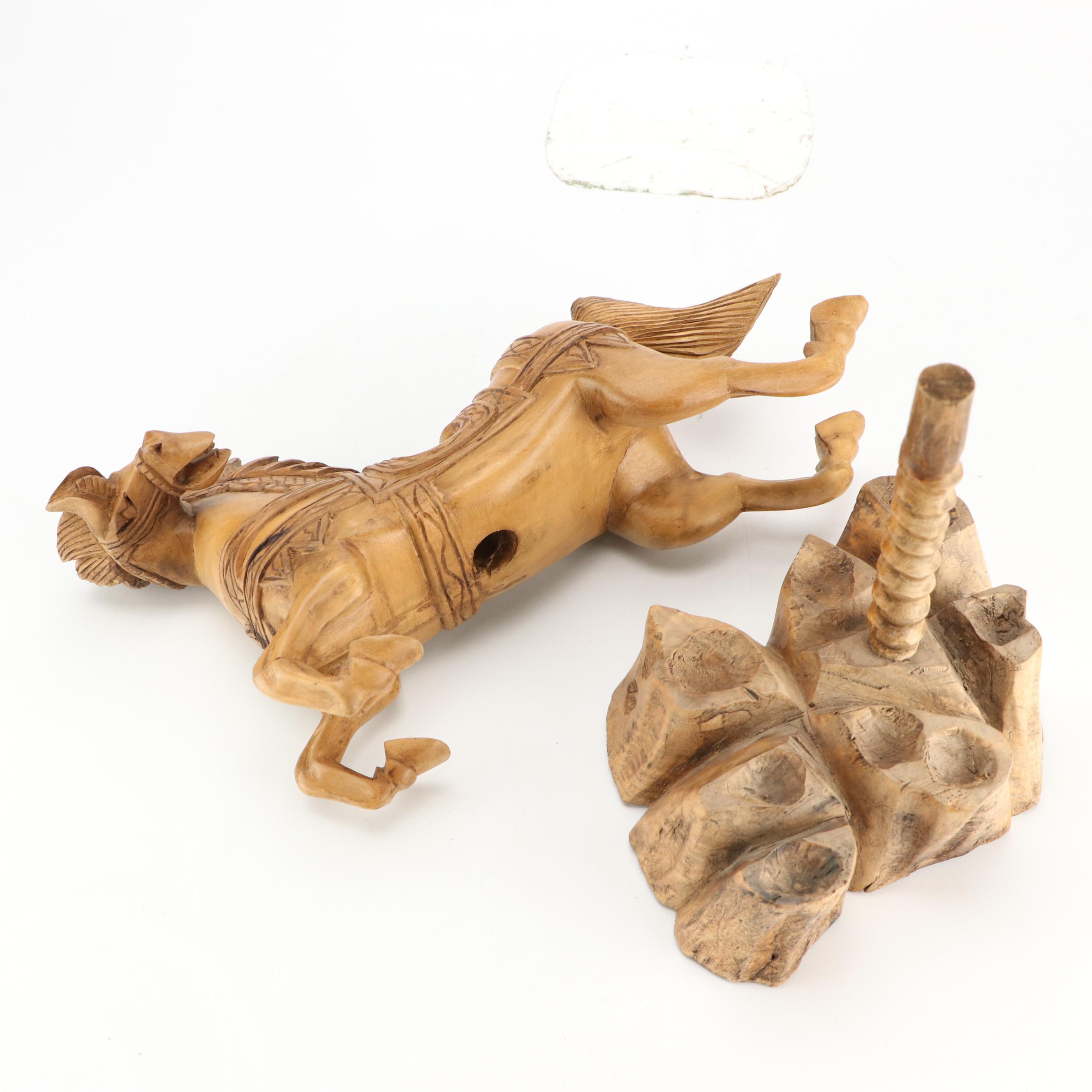 Carved Wood Carousel Horse Sculpture