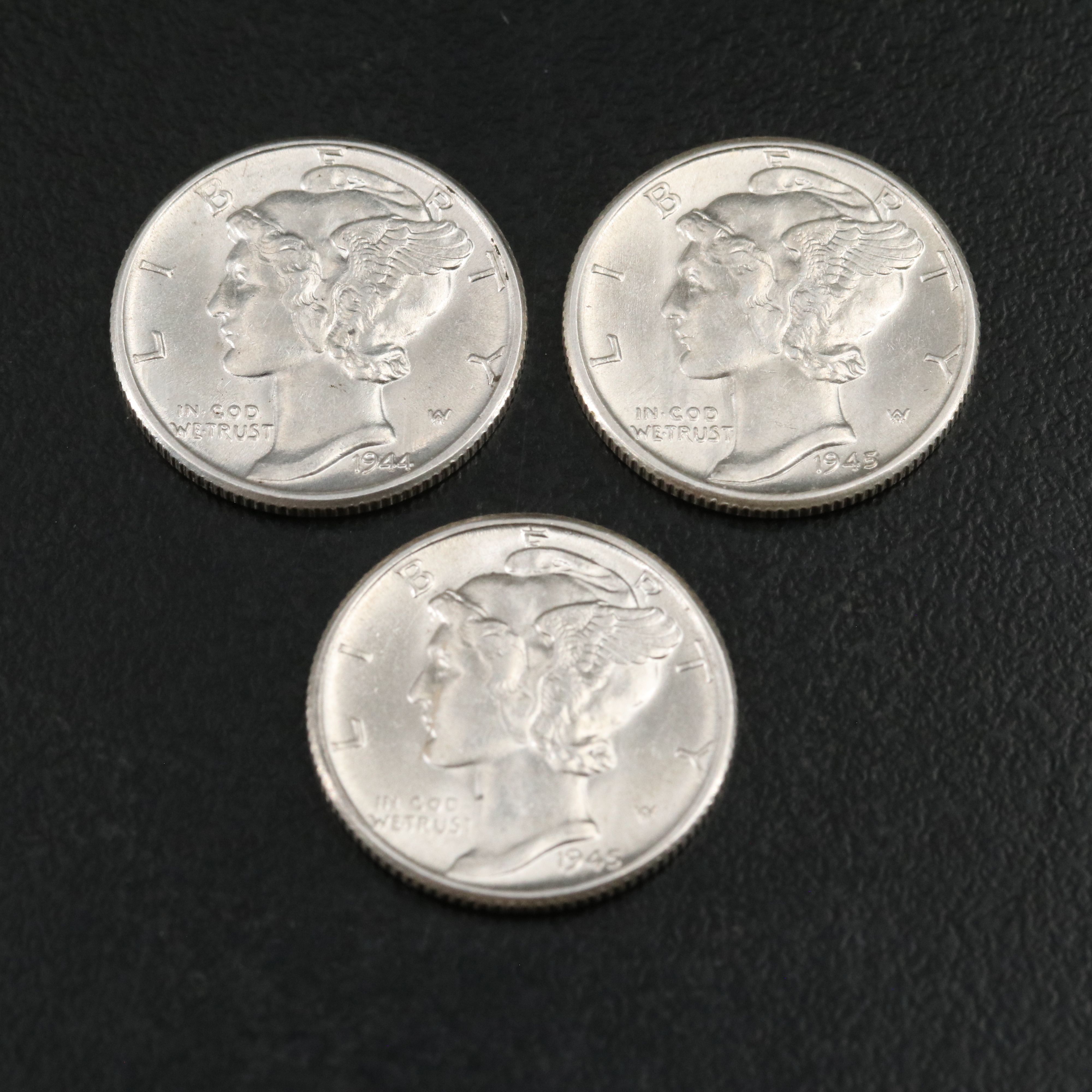 Two 1921 Mercury Silver Dimes with Five Others