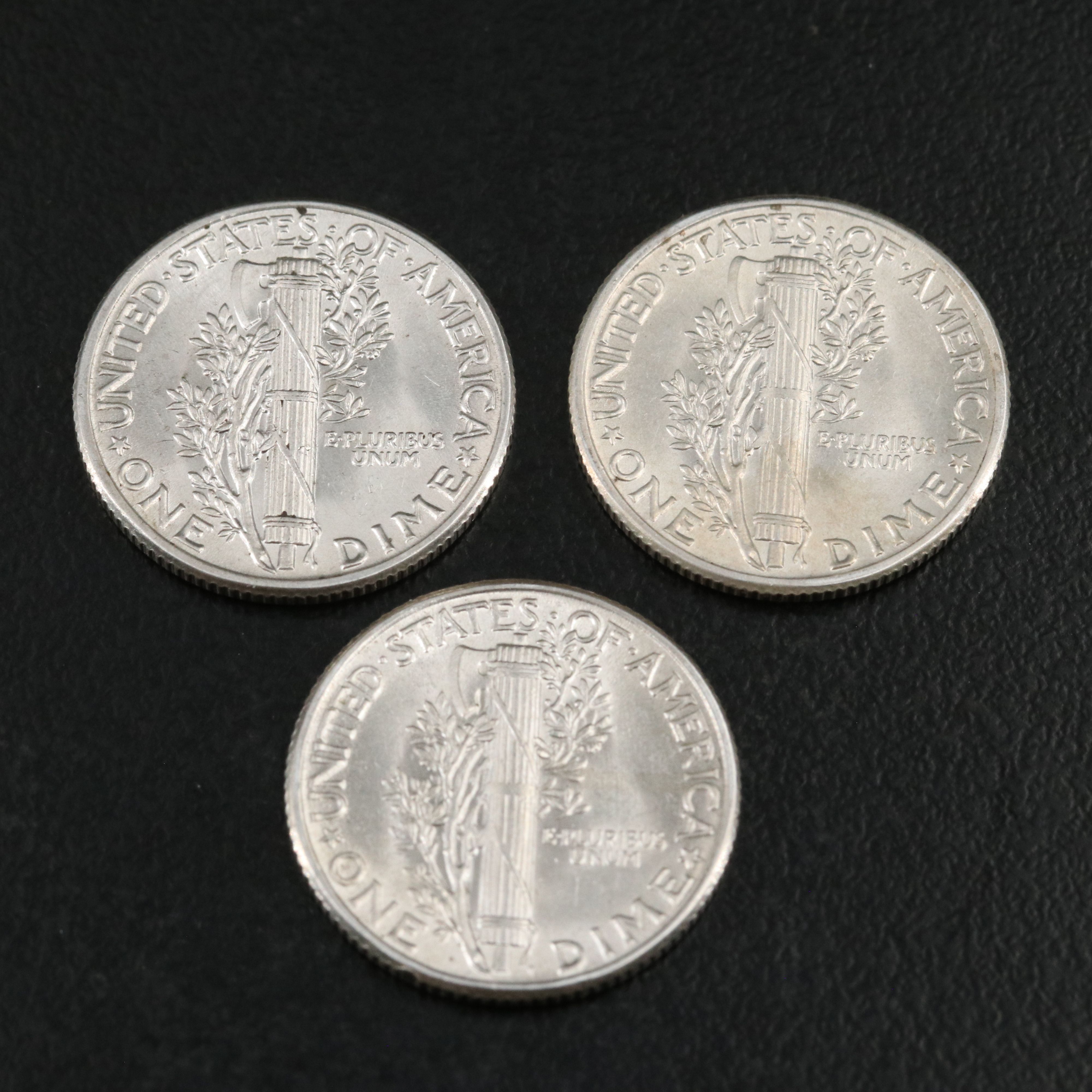 Two 1921 Mercury Silver Dimes with Five Others