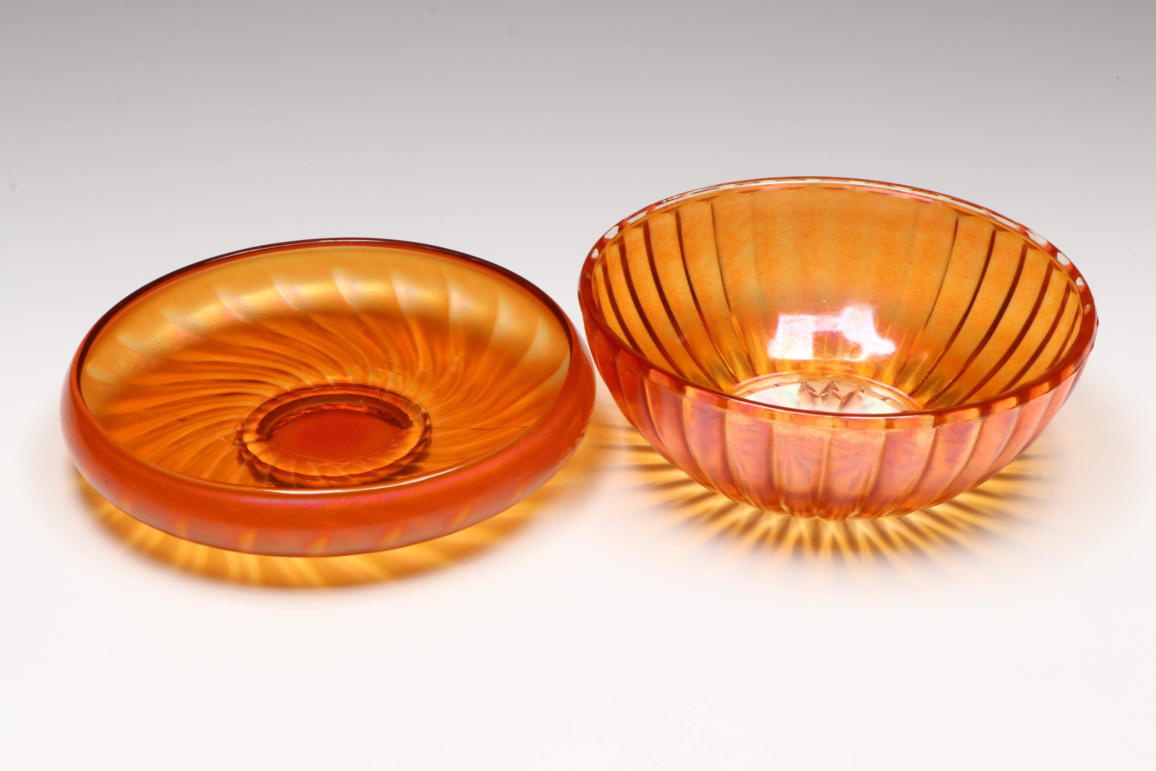 Fenton with Other Marigold Carnival Glass Bowls