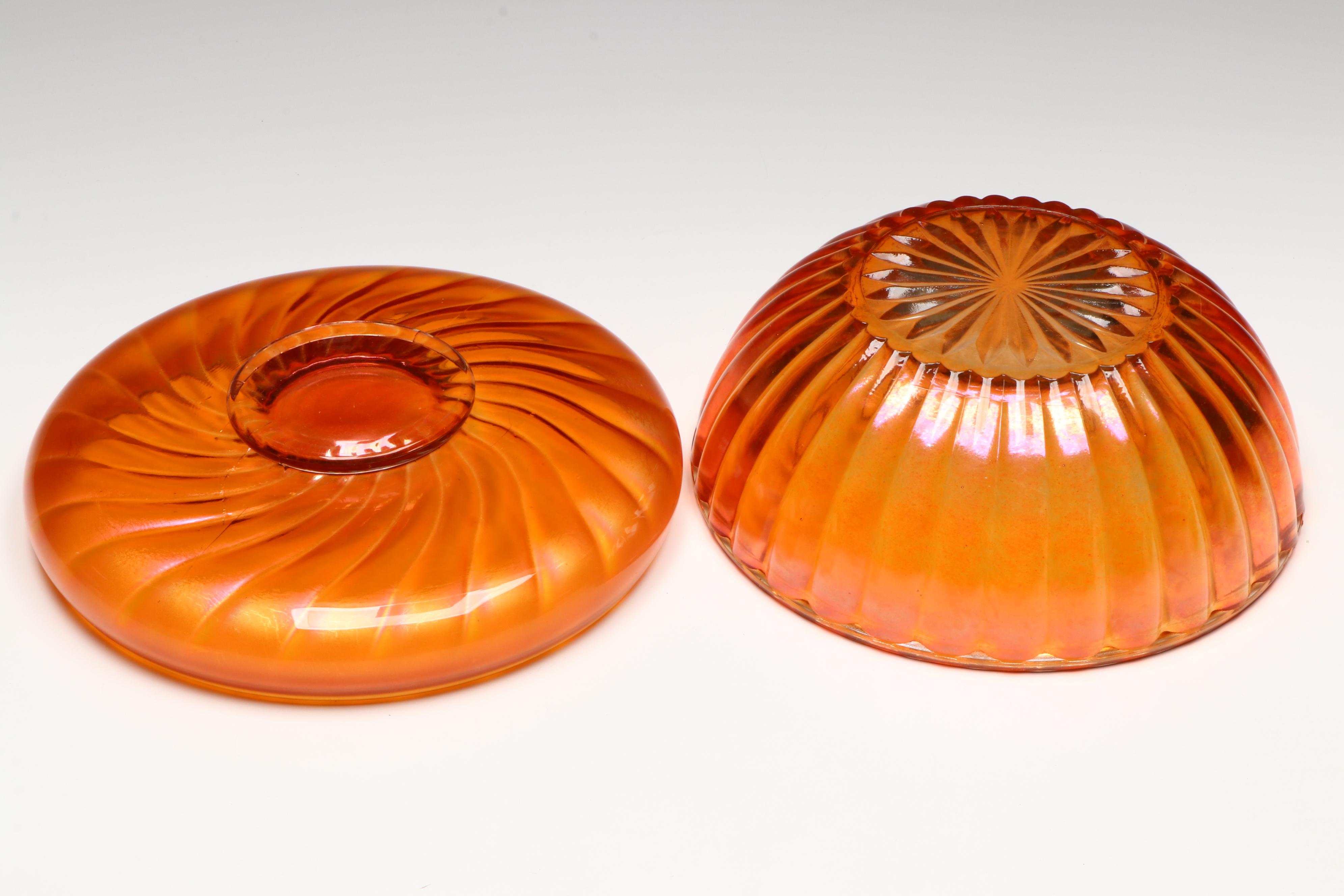 Fenton with Other Marigold Carnival Glass Bowls
