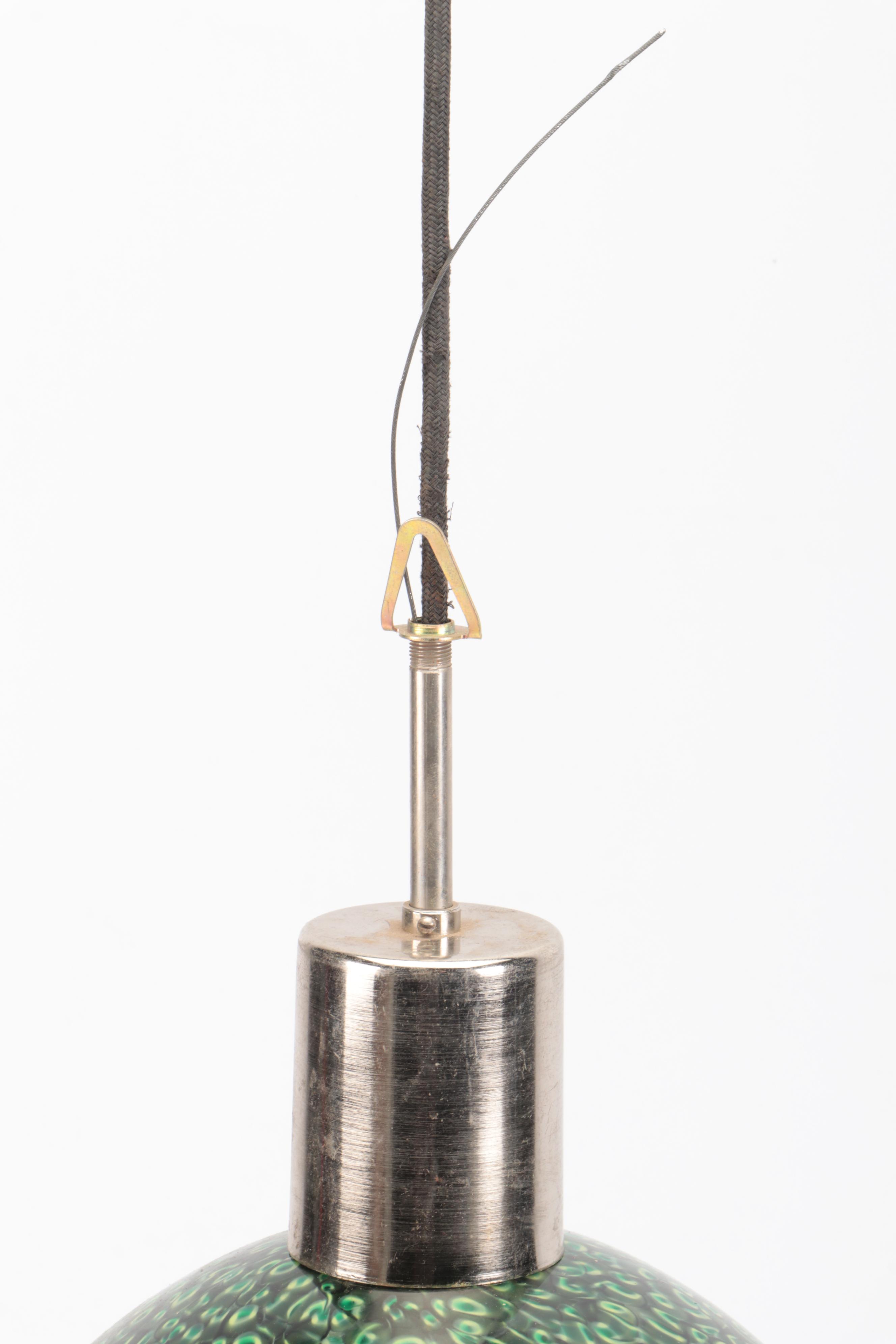 Gae Aulenti Vitosi Style Green Murrine Dome Pendant Light, Vintage