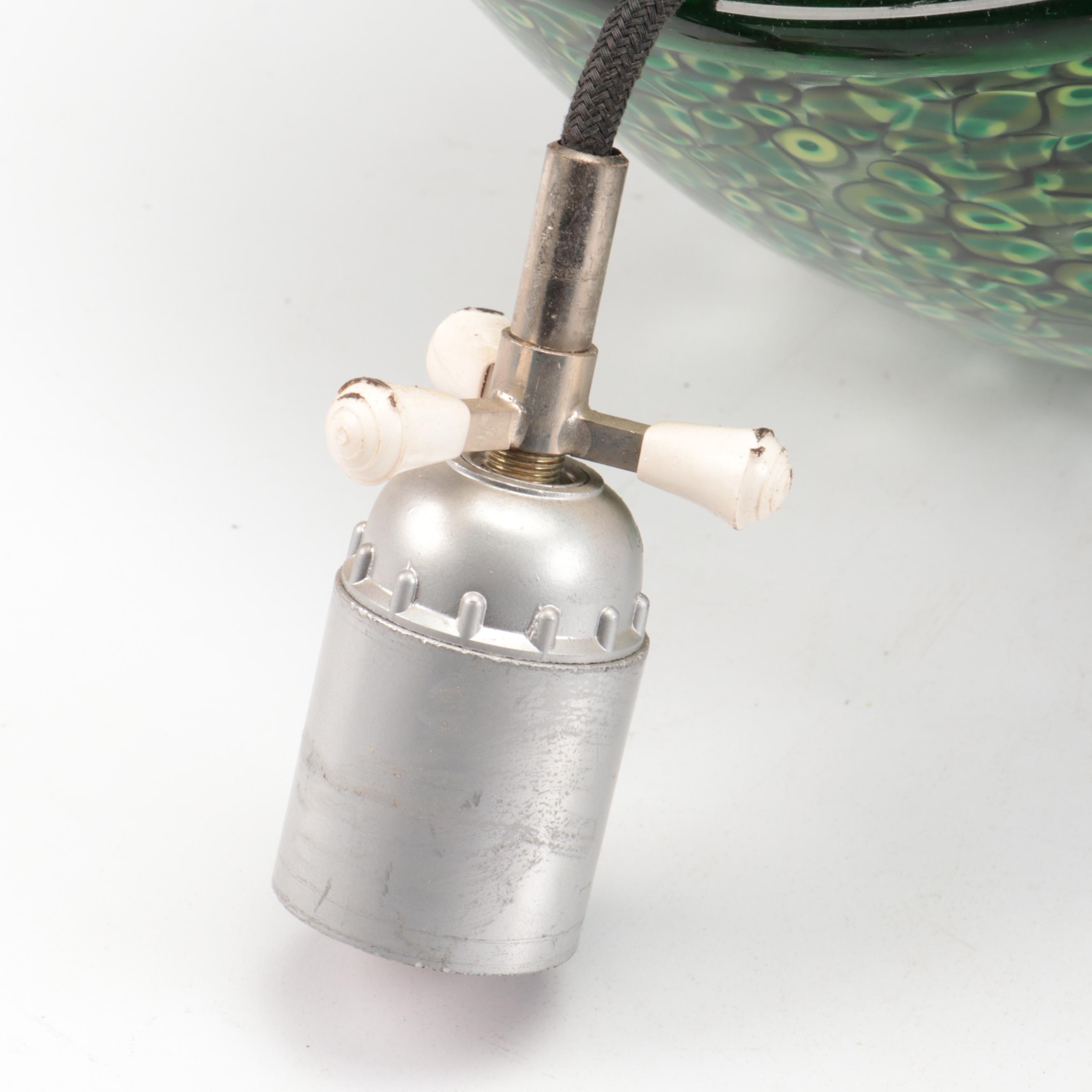 Gae Aulenti Vitosi Style Green Murrine Dome Pendant Light, Vintage