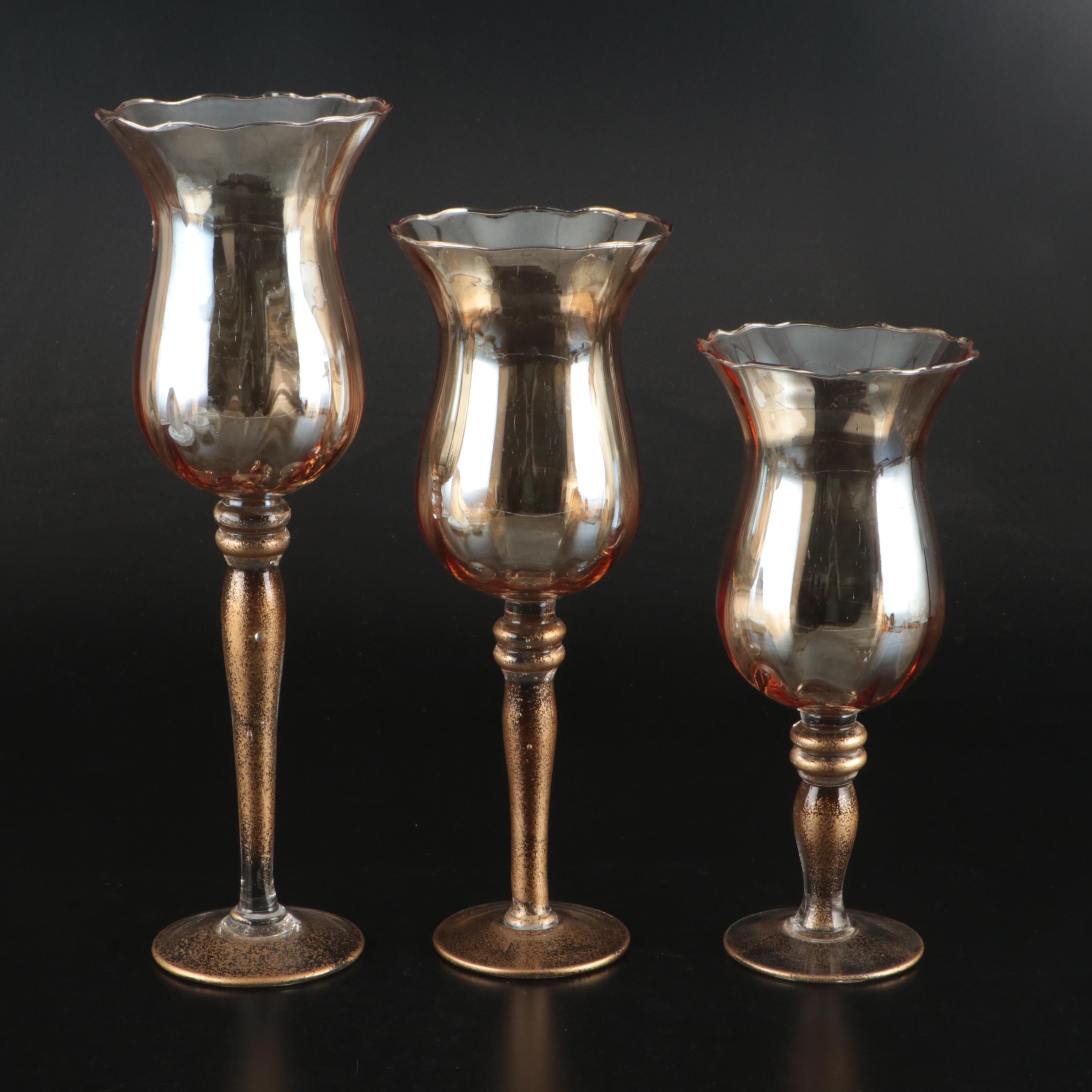 Syracuse China Stoneware Plates and Bowls with Glass Hurricanes