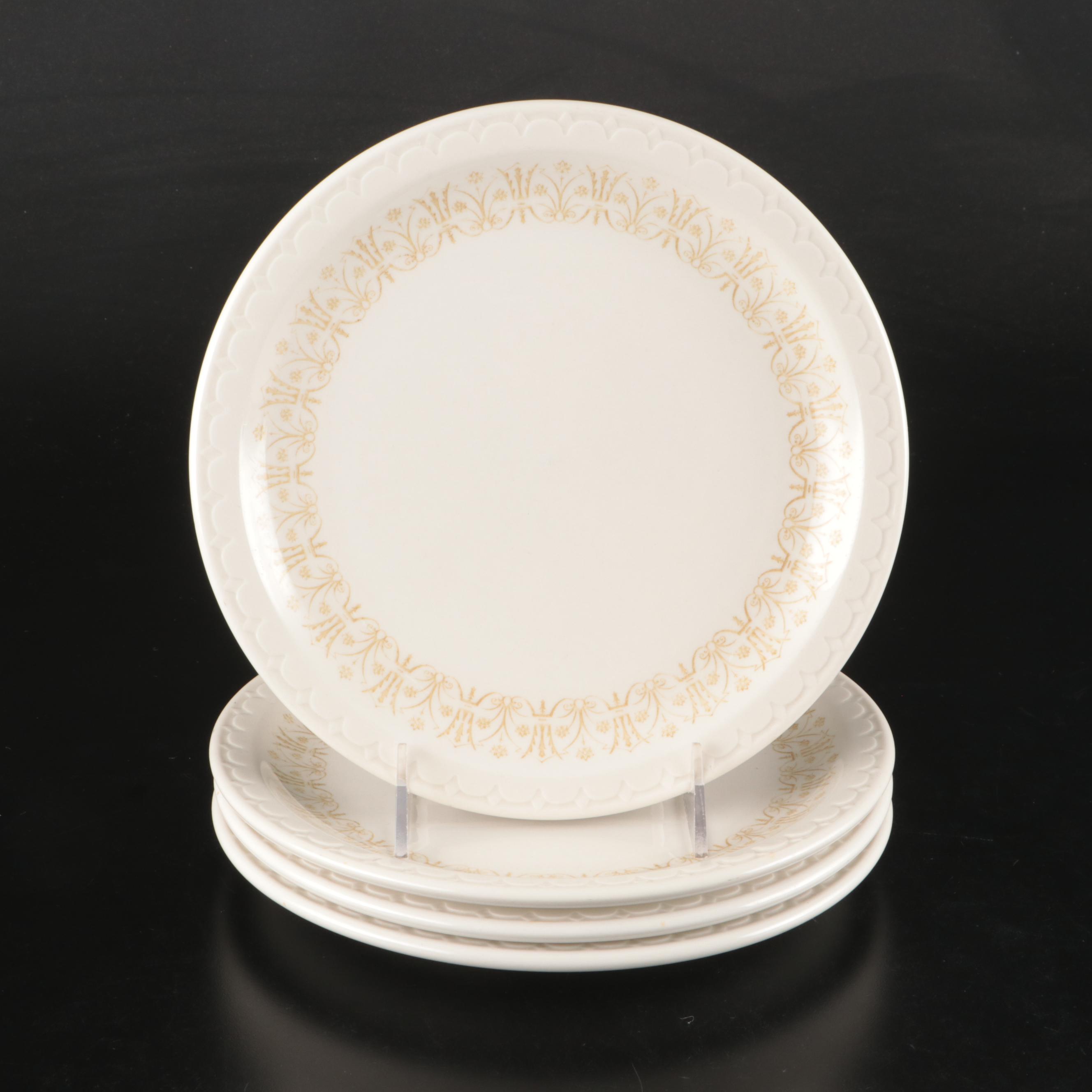 Syracuse China Stoneware Plates and Bowls with Glass Hurricanes