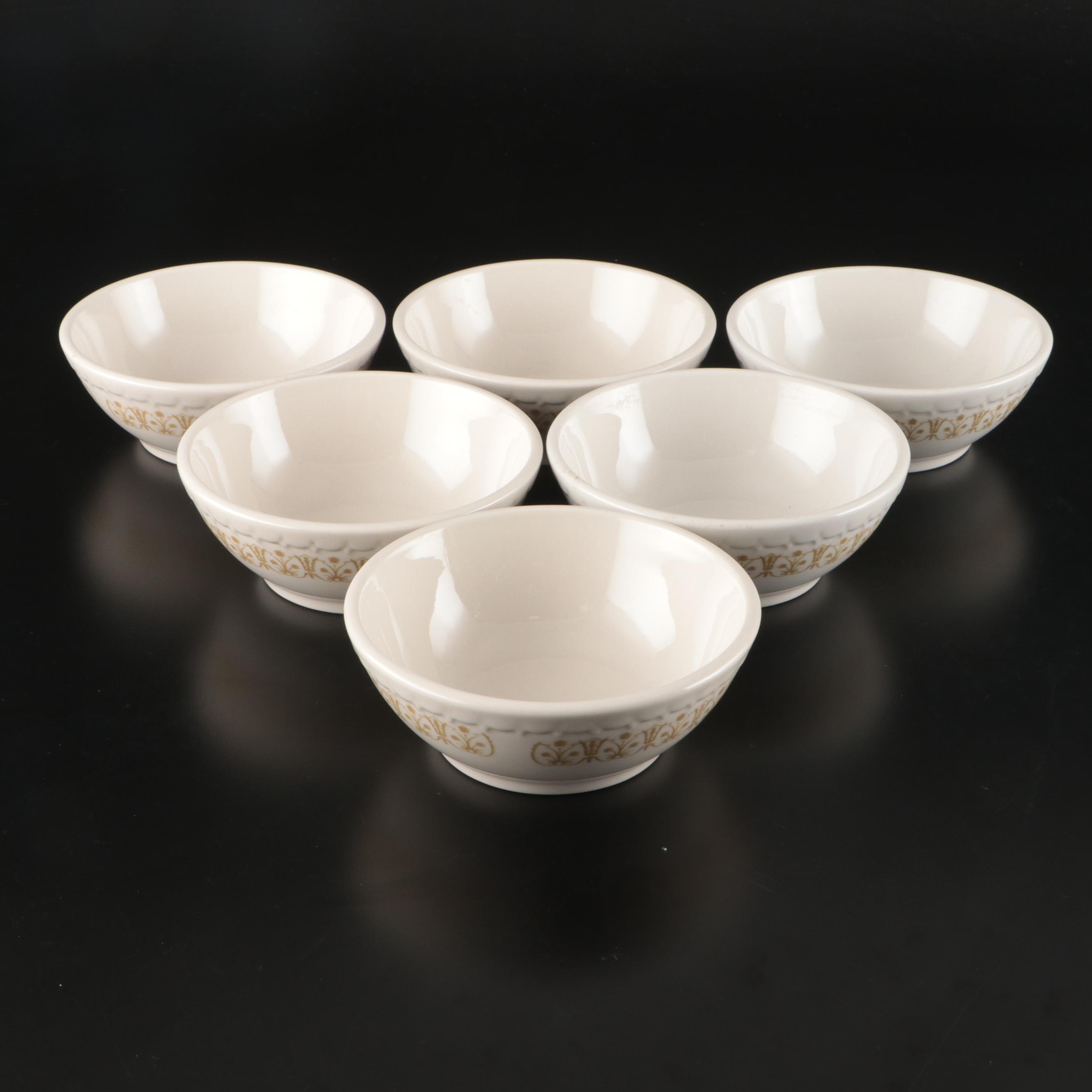 Syracuse China Stoneware Plates and Bowls with Glass Hurricanes