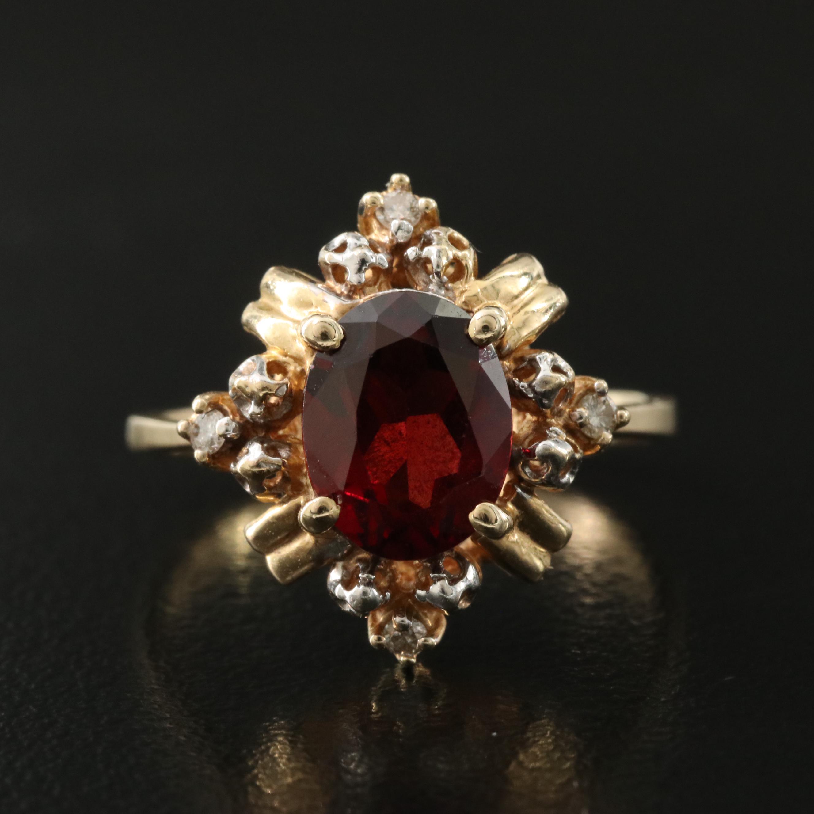 14K Garnet and Diamond Ring