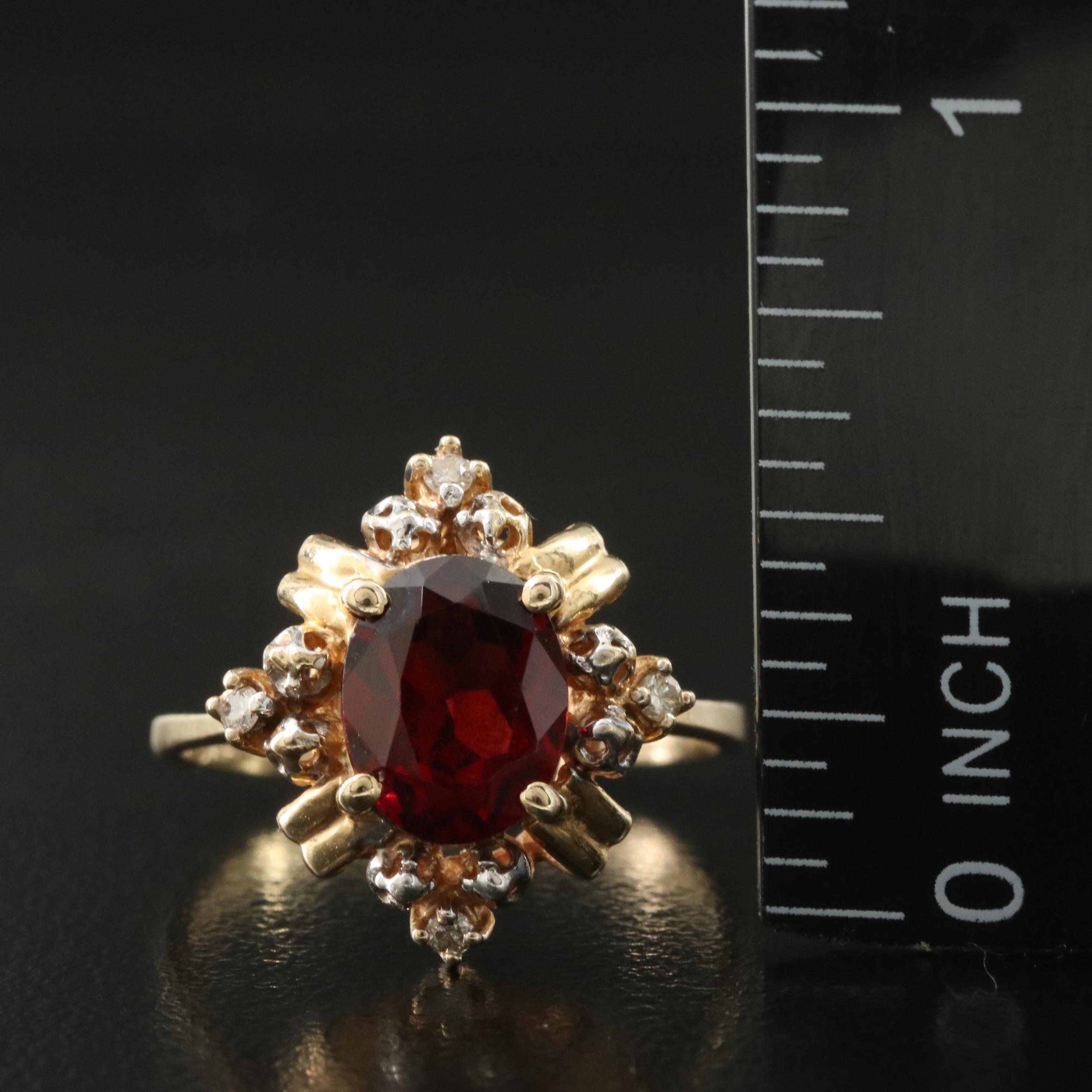 14K Garnet and Diamond Ring