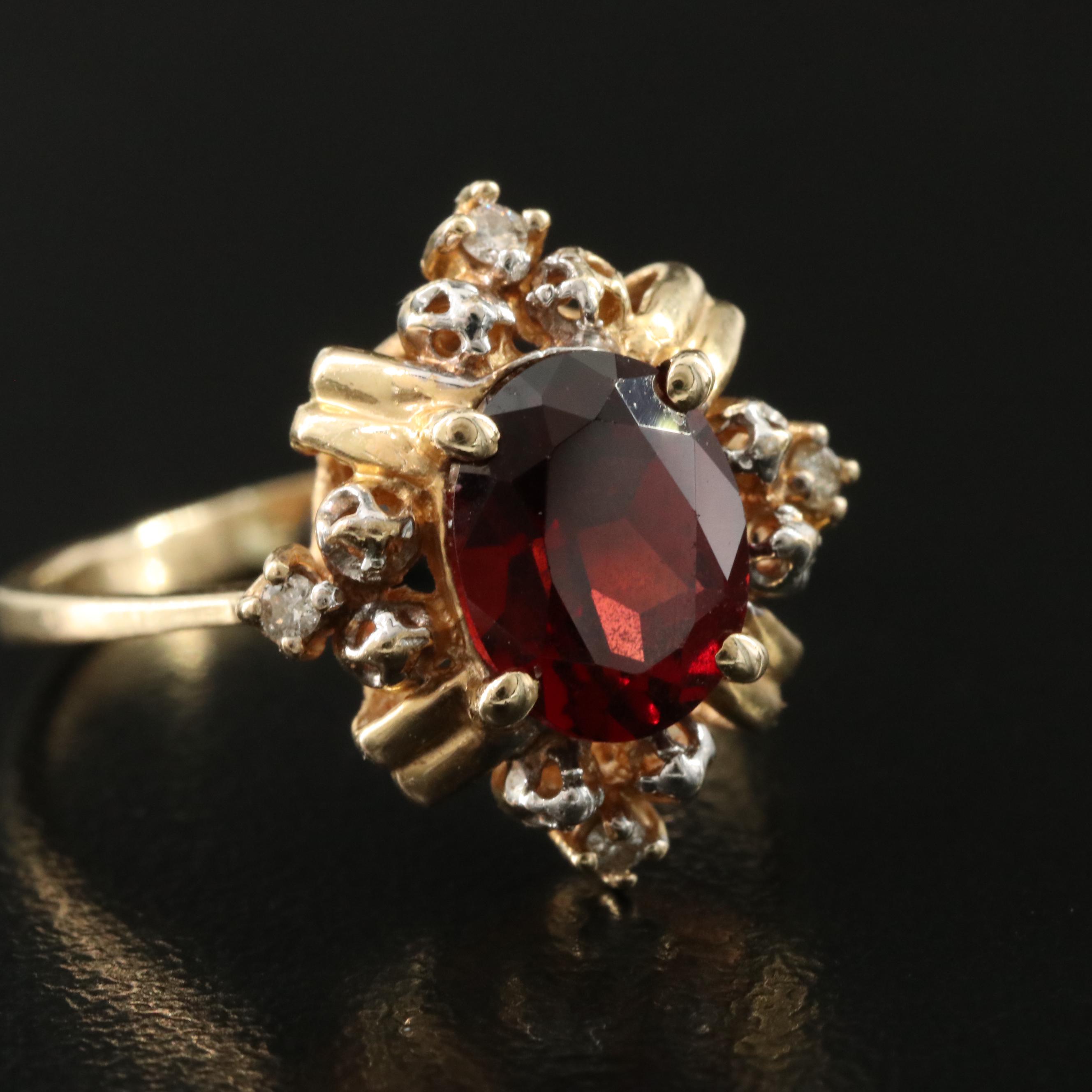 14K Garnet and Diamond Ring